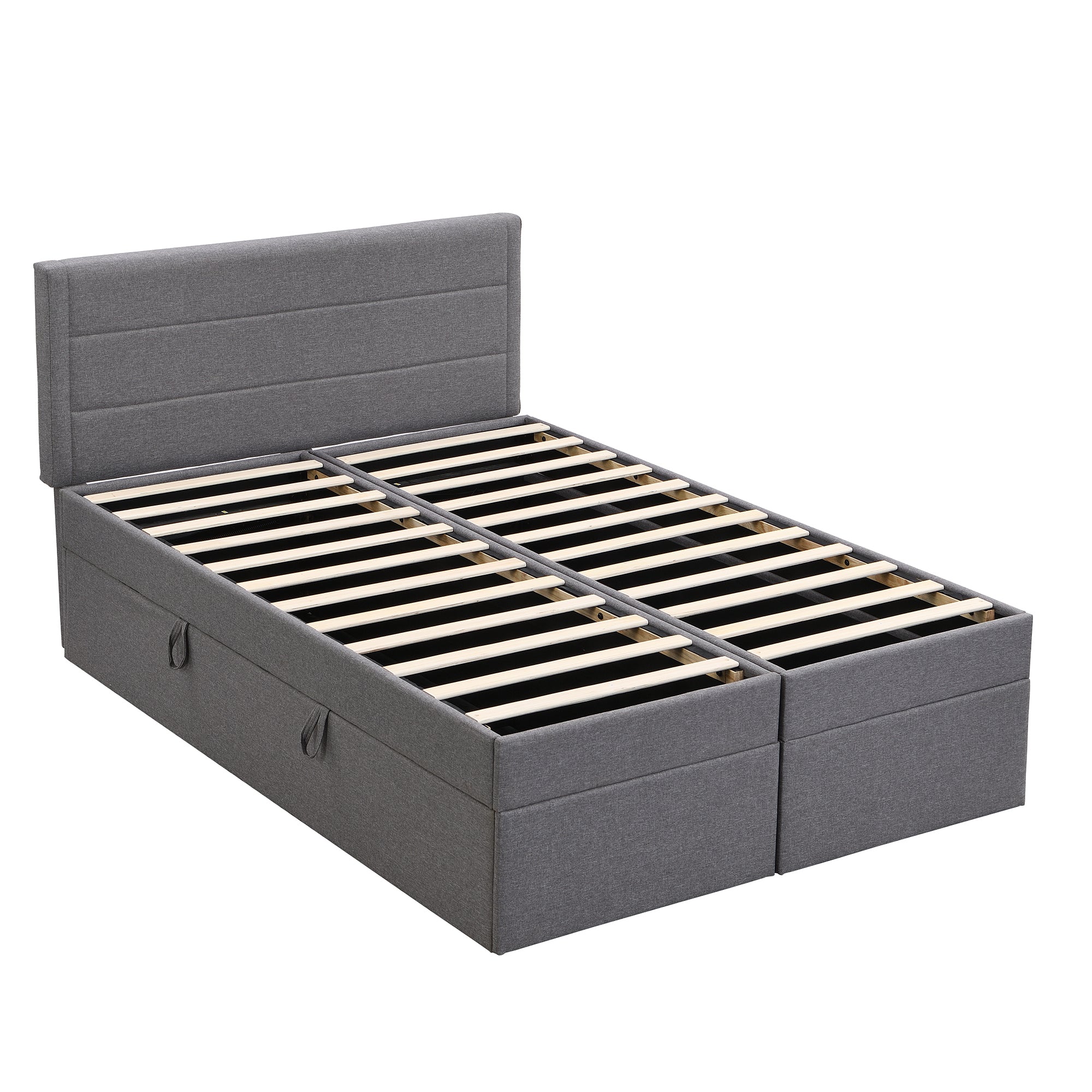 Queen Size Upholstered Platform Bed with Storage Underneath, Gray - Atlantic Fine Furniture Melbourne FL