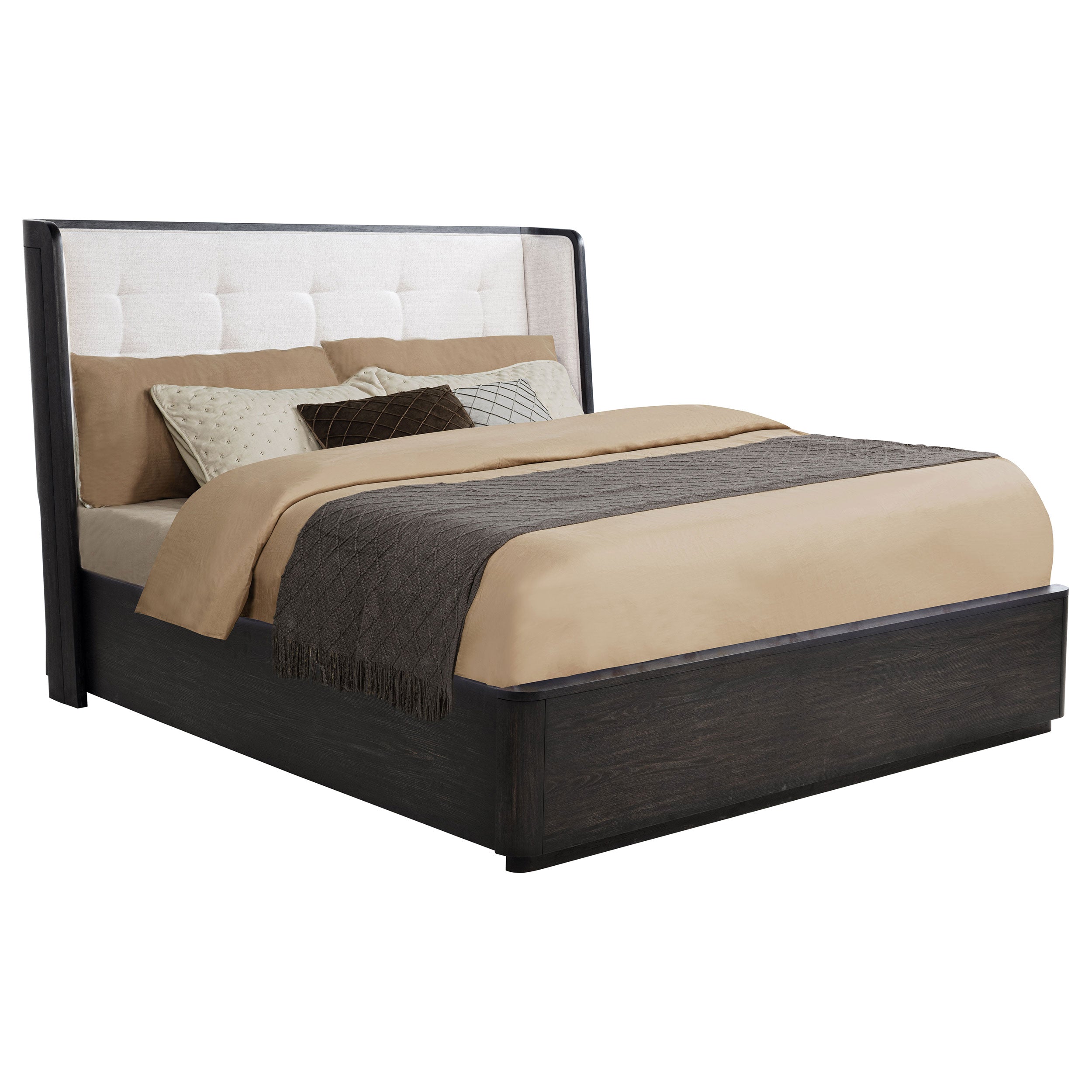 Leandro 55-inch Eastern King Wingback Bed Burnished Black — view 3