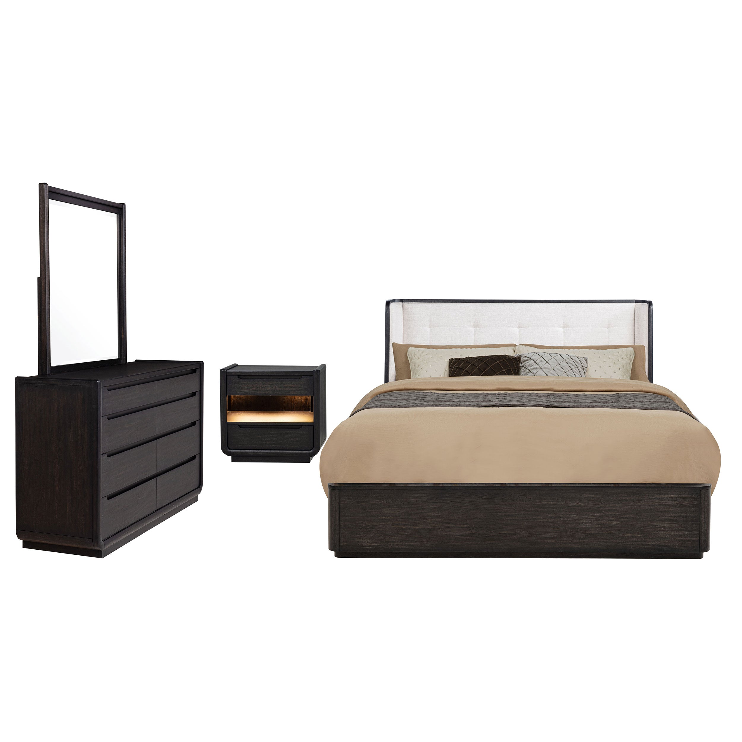 Leandro 4-piece California King Bedroom Set Burnished Black — view 2