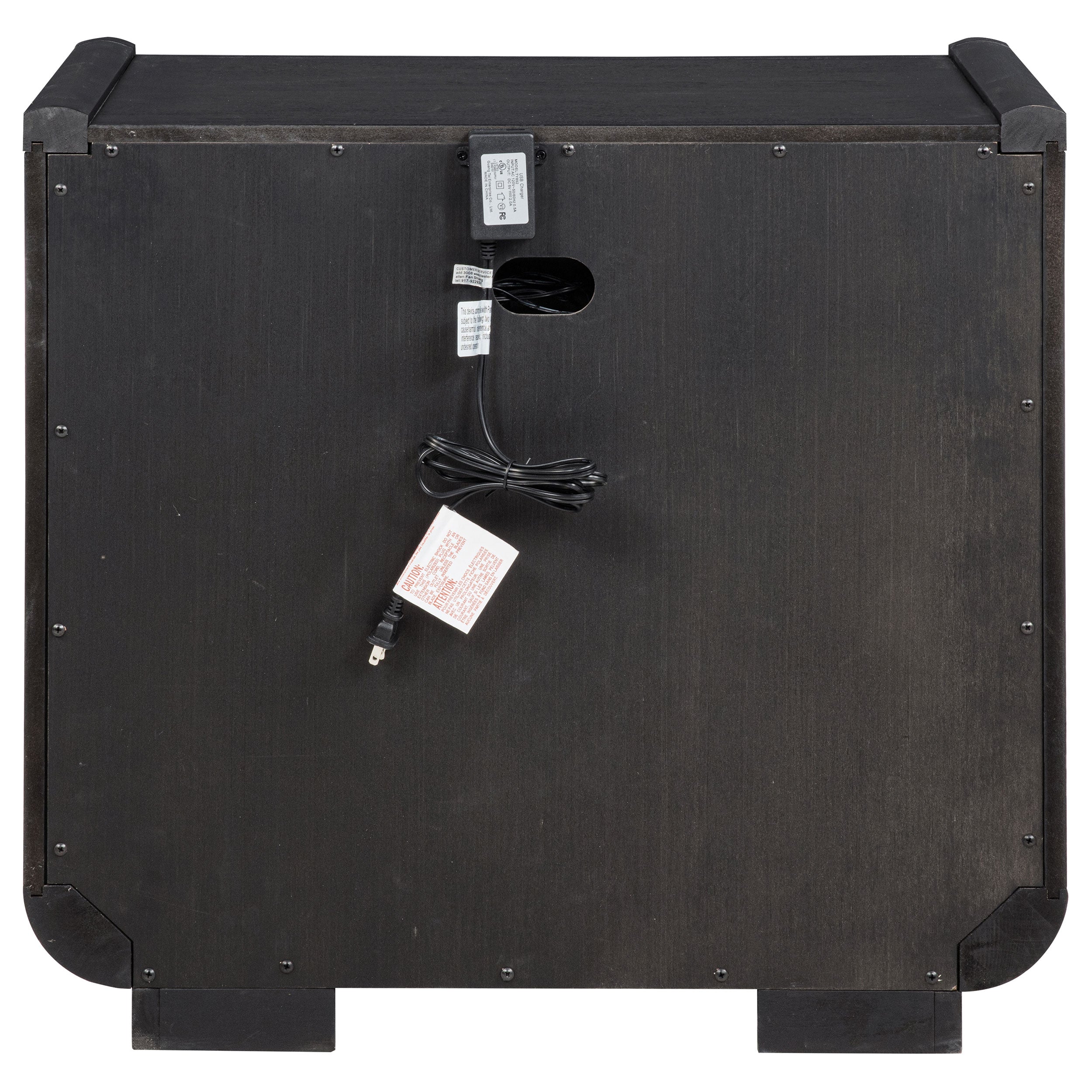 Leandro 2-drawer LED Nightstand with USB Burnished Black — view 7