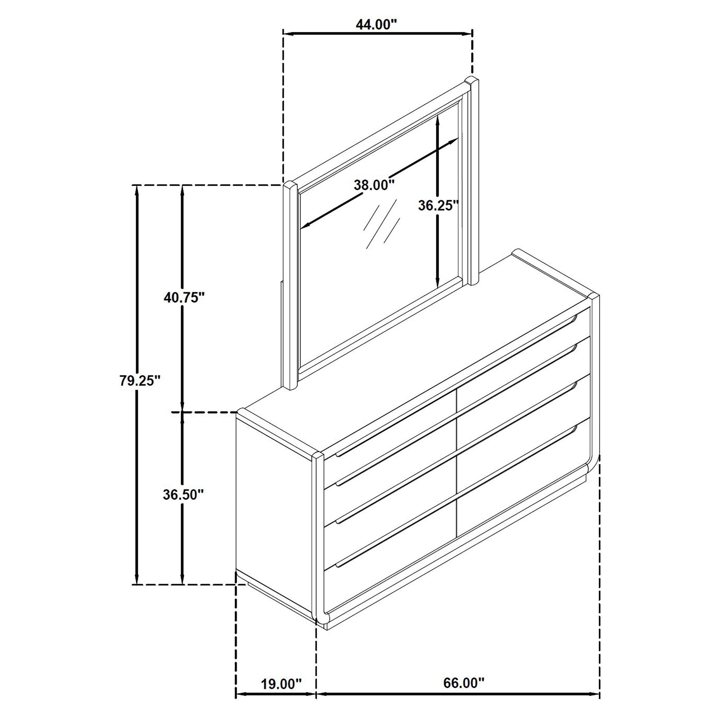 Leandro 8-drawer Bedroom Dresser with Mirror Burnished Black — view 12