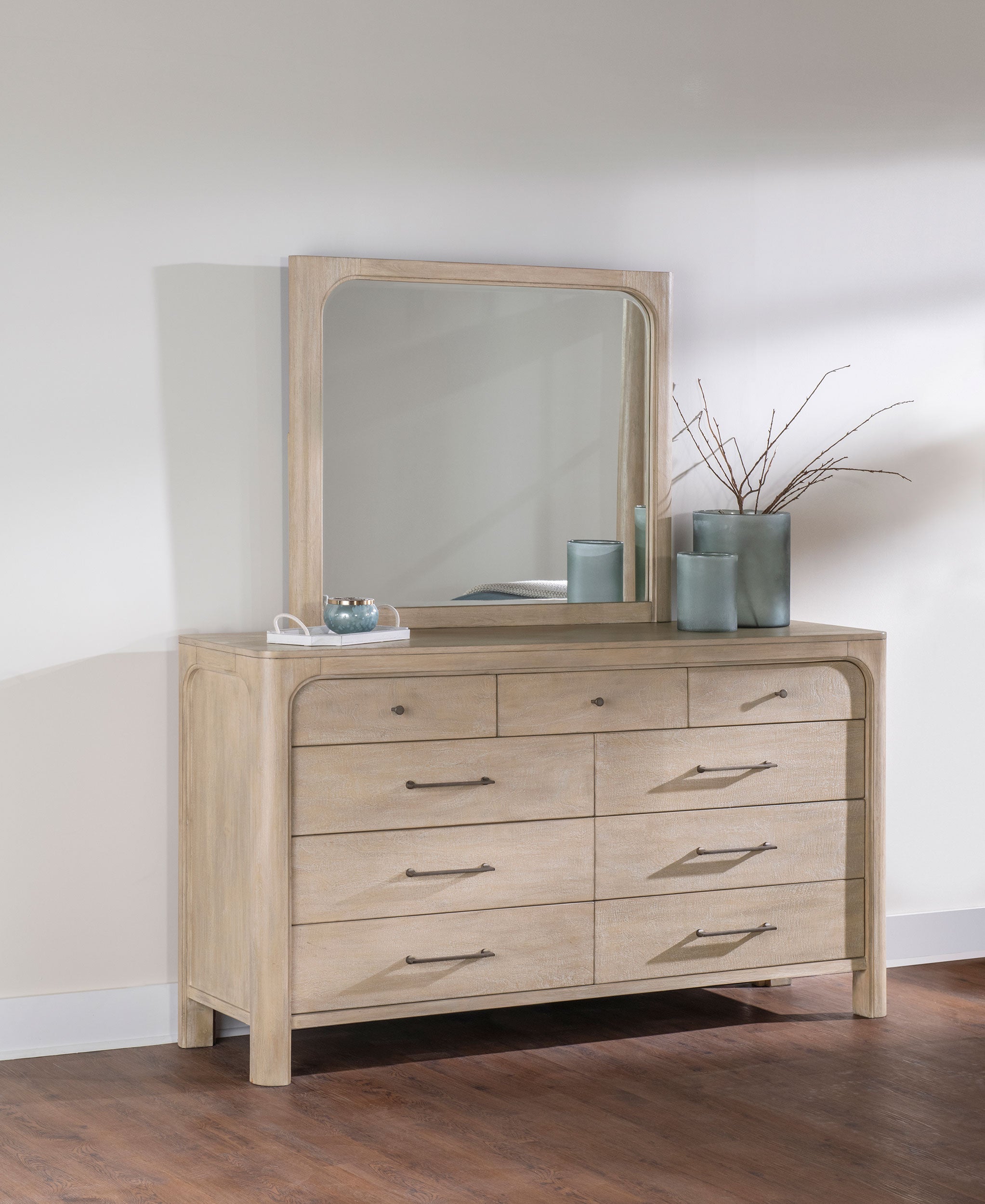 Solano 9-drawer Bedroom Dresser with Mirror Weathered Mango — view 2