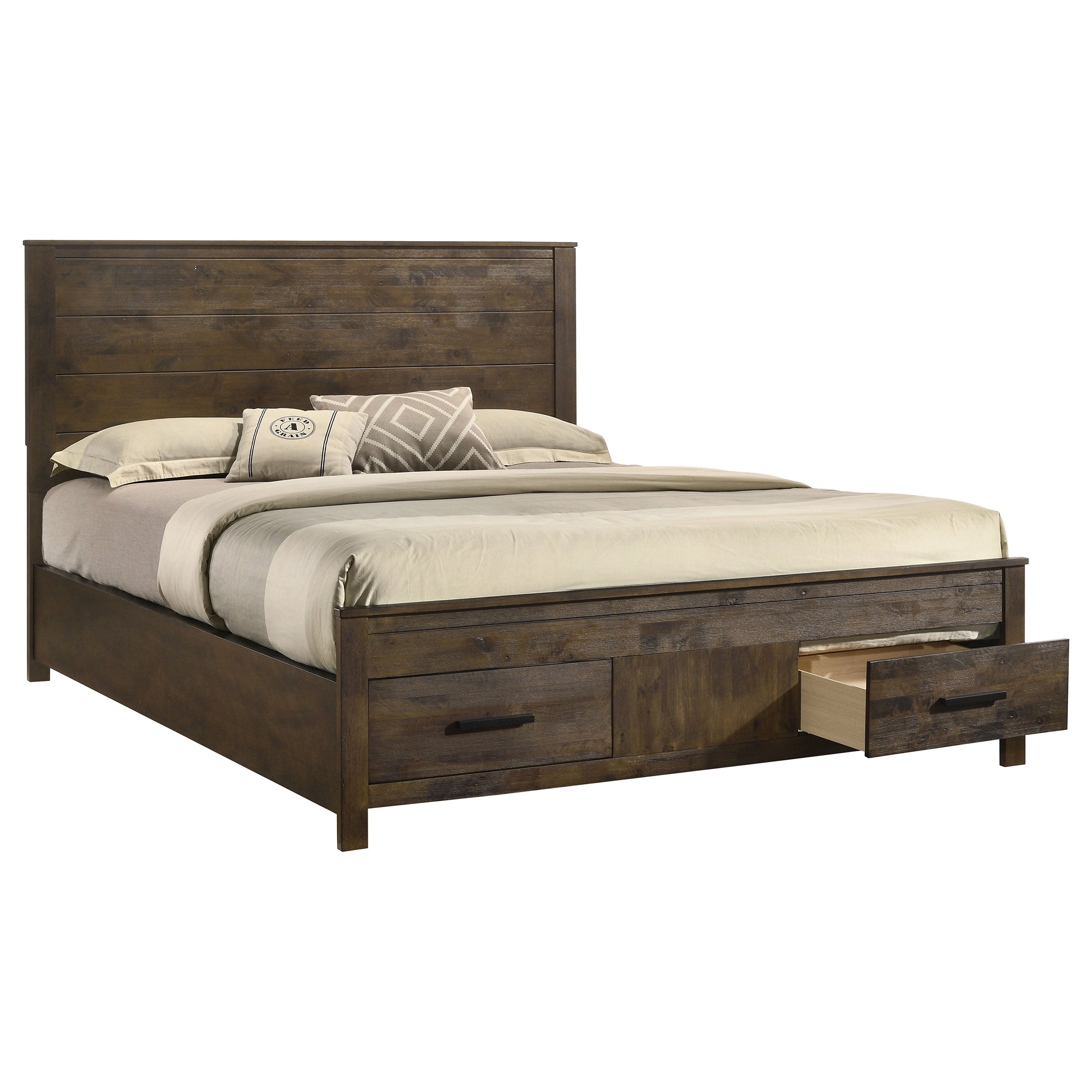 Woodmont California King Storage Bed Rustic Golden Brown — view 3