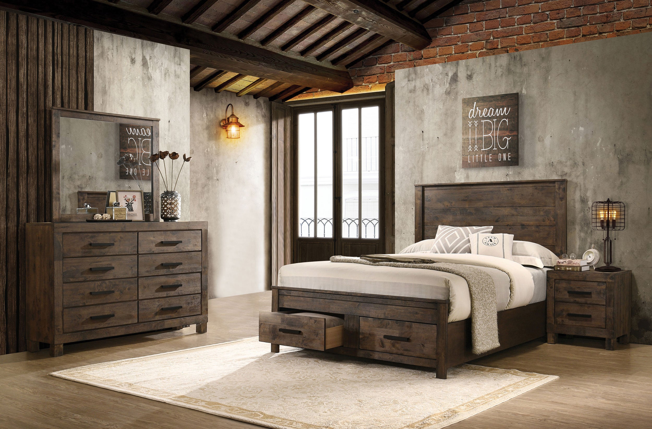 Woodmont 4-piece Queen Bedroom Set Rustic Golden Brown — view 1