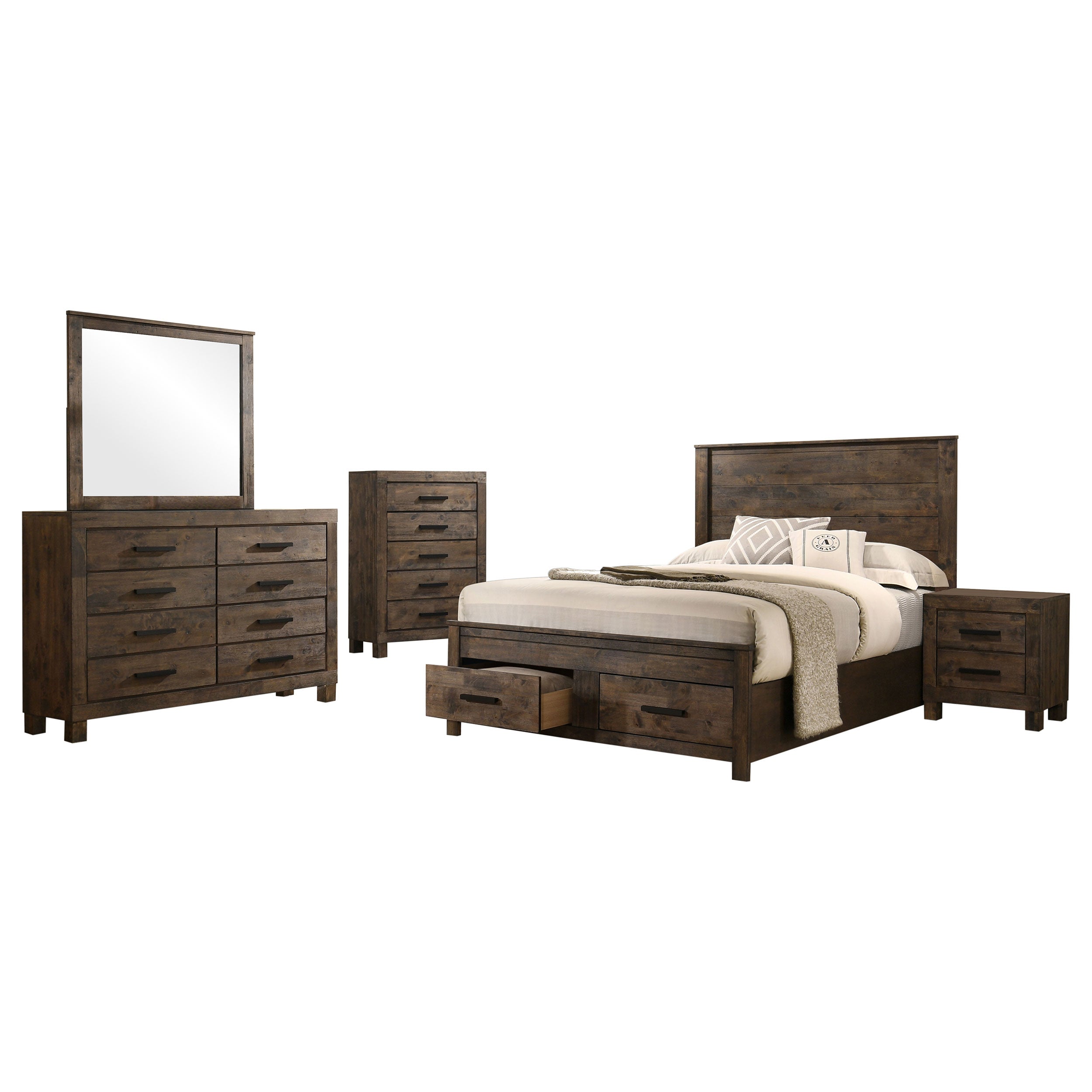 Woodmont 5-piece Queen Bedroom Set Rustic Golden Brown — view 2