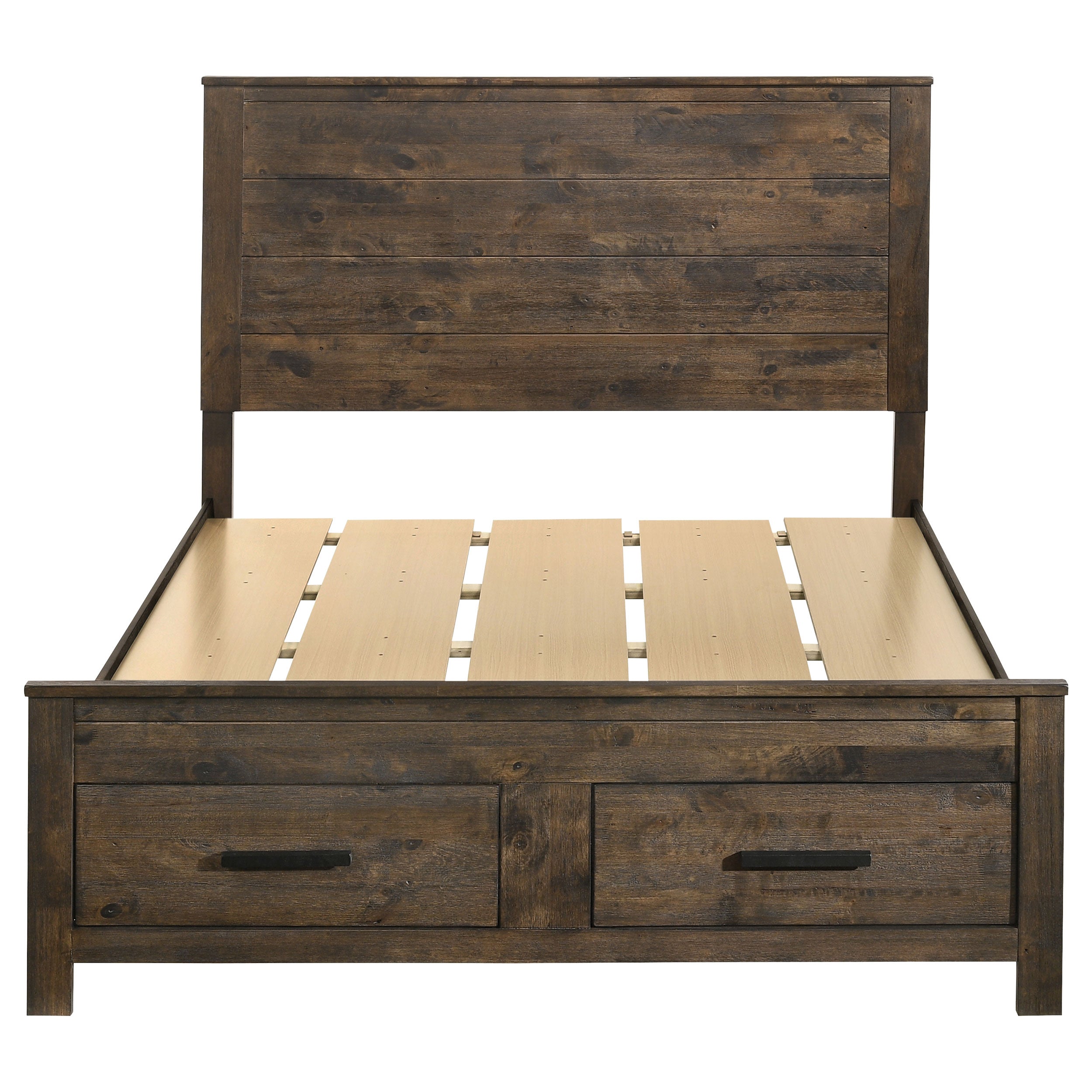 Woodmont Wood Queen Storage Panel Bed Rustic Golden Brown — view 4