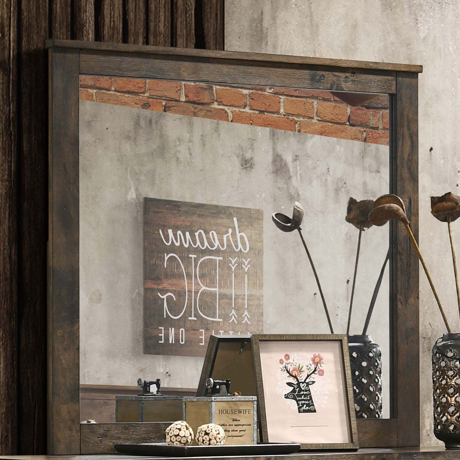 Woodmont Dresser Mirror Rustic Golden Brown — view 2