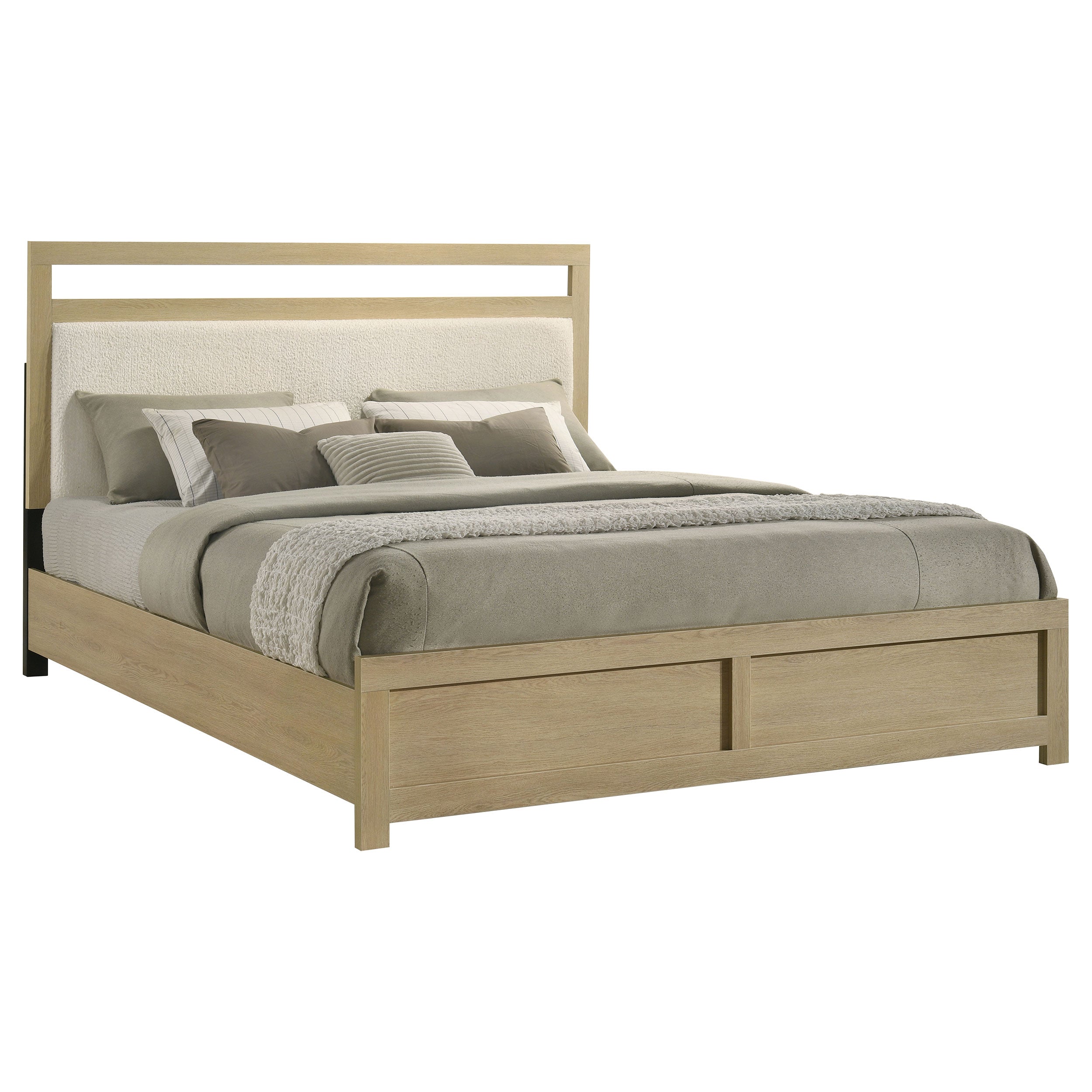 Hendricks Eastern King Panel Headboard Platform Bed Light Oak — view 2