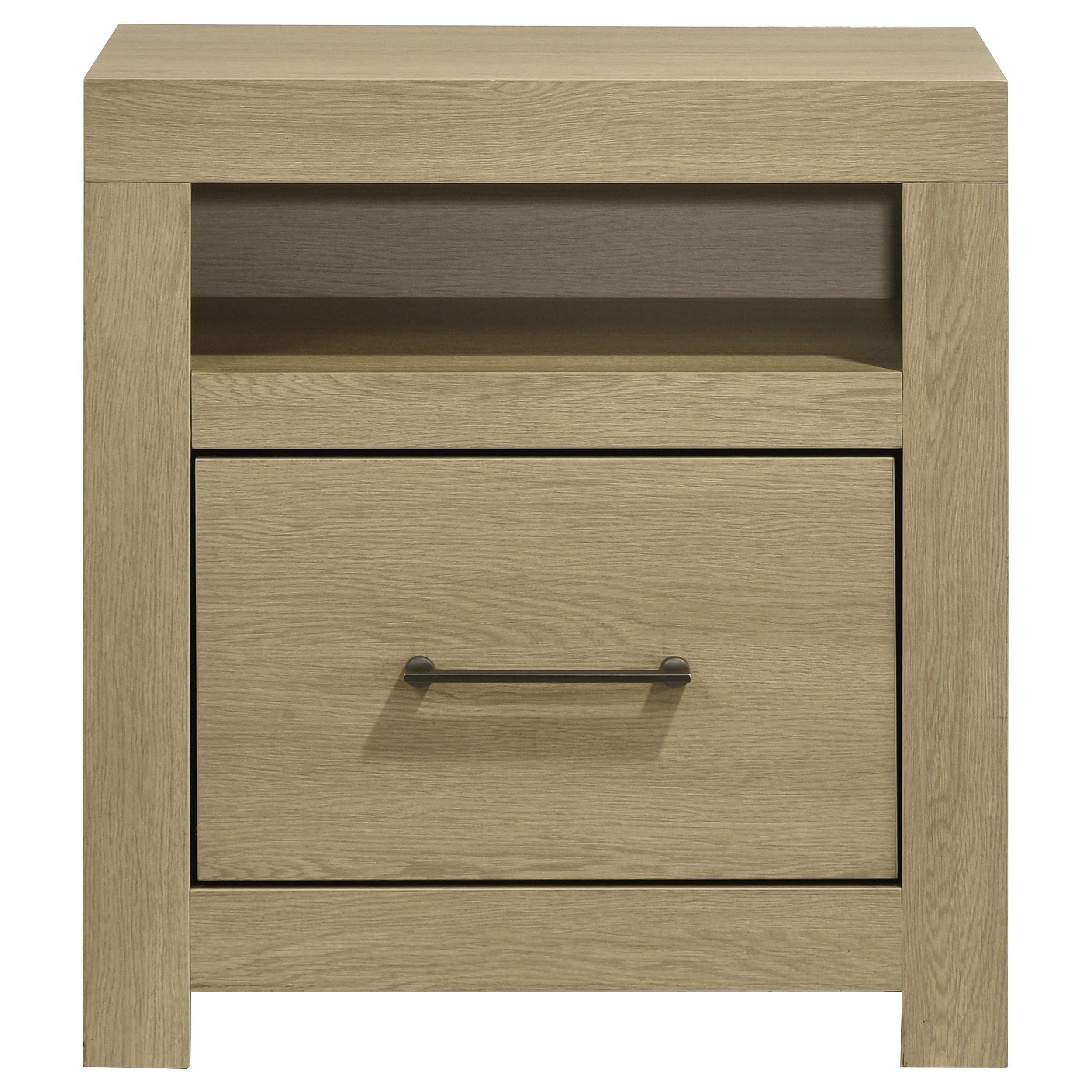 Hendricks 1-drawer Nightstand Bedside Table with Cubby Light Oak — view 2