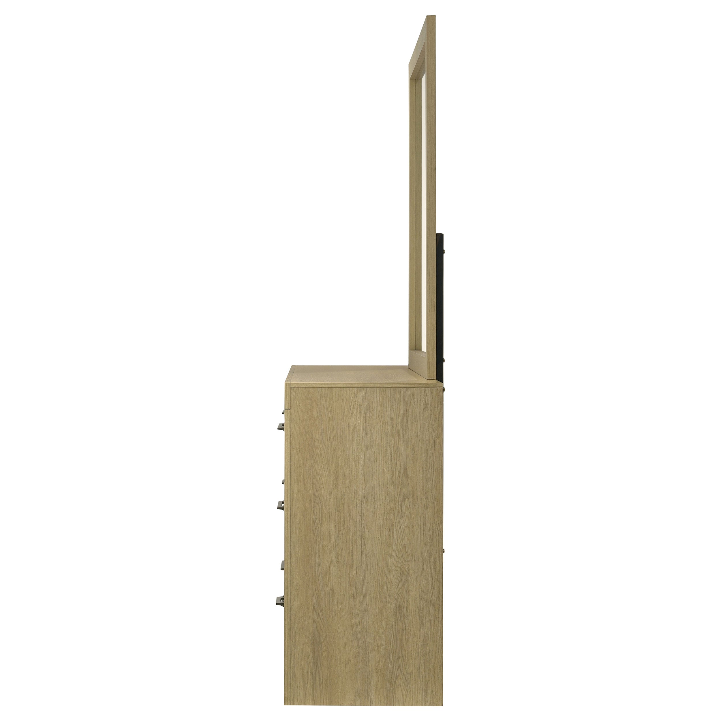 Hendricks 6-drawer Bedroom Dresser and Mirror Light Oak — view 4