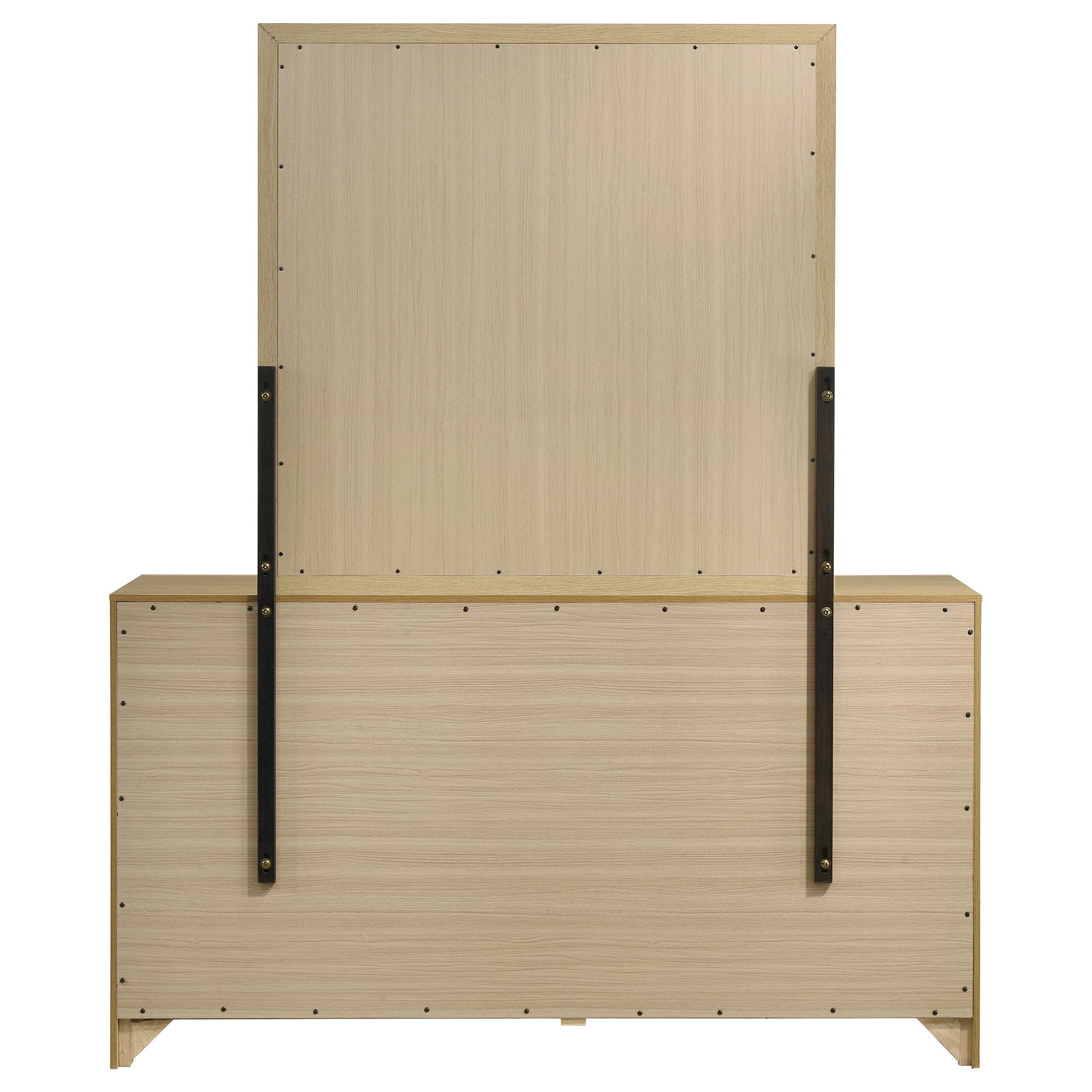 Hendricks 6-drawer Bedroom Dresser and Mirror Light Oak — view 6