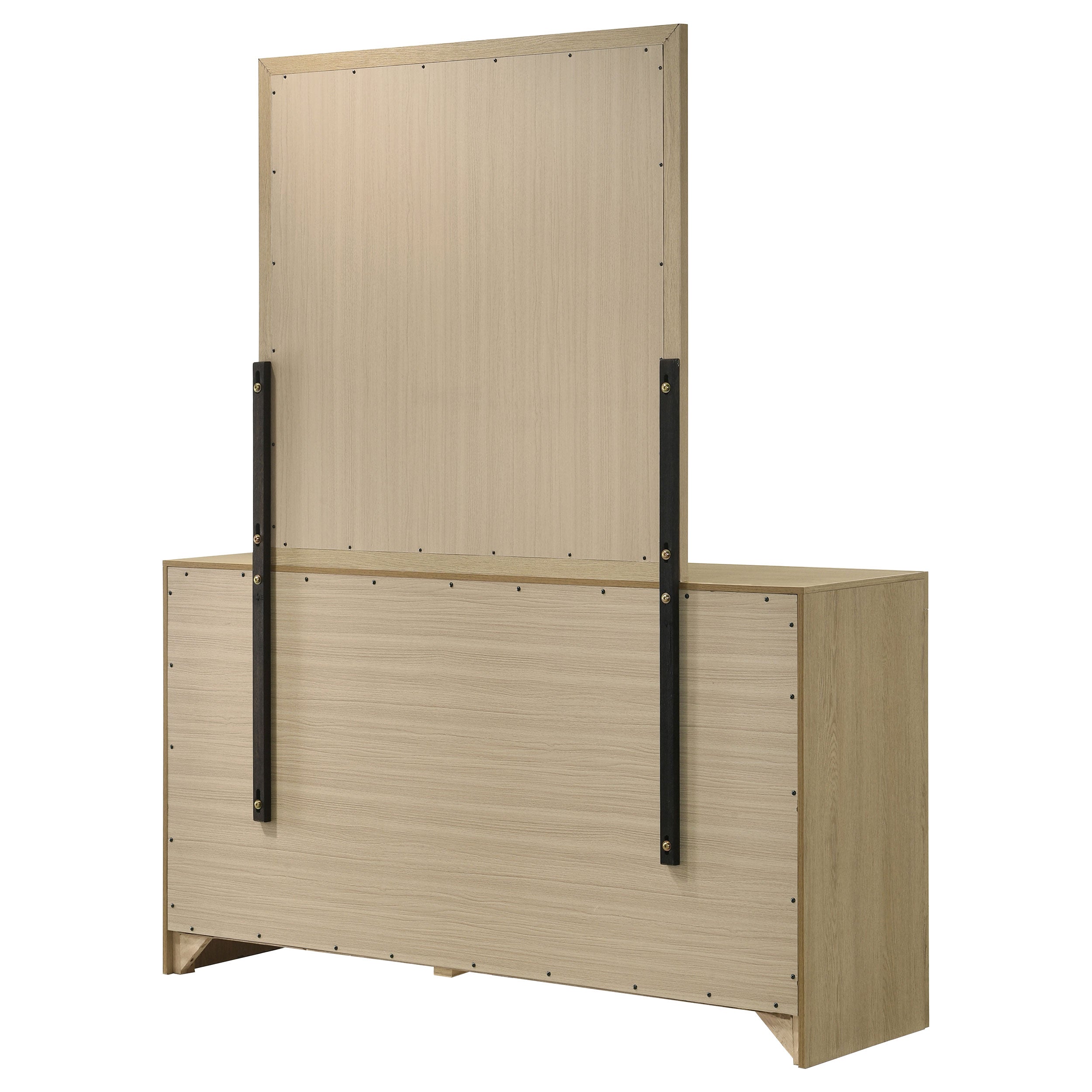 Hendricks 6-drawer Bedroom Dresser and Mirror Light Oak — view 7