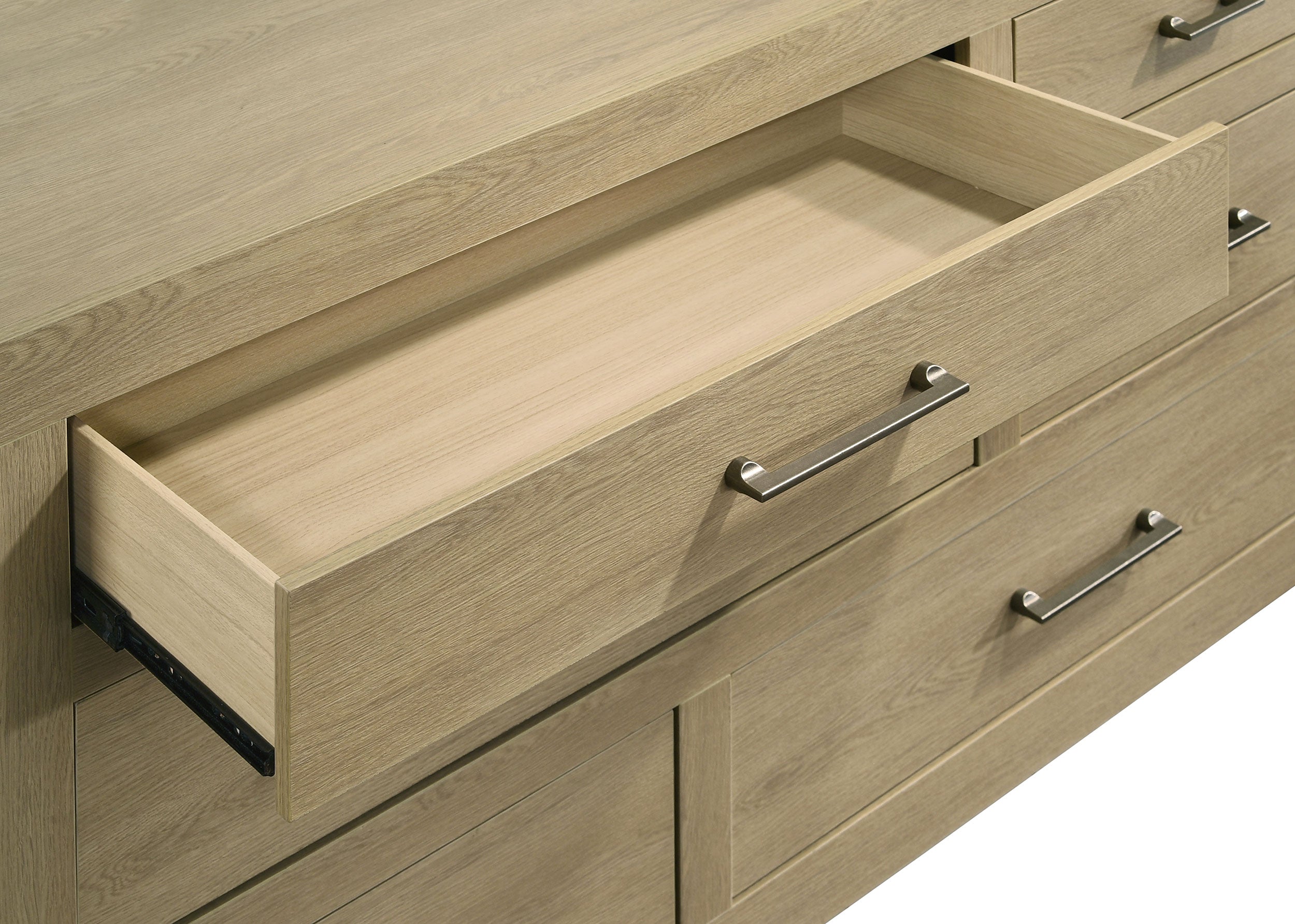 Hendricks 6-drawer Bedroom Dresser and Mirror Light Oak — view 9