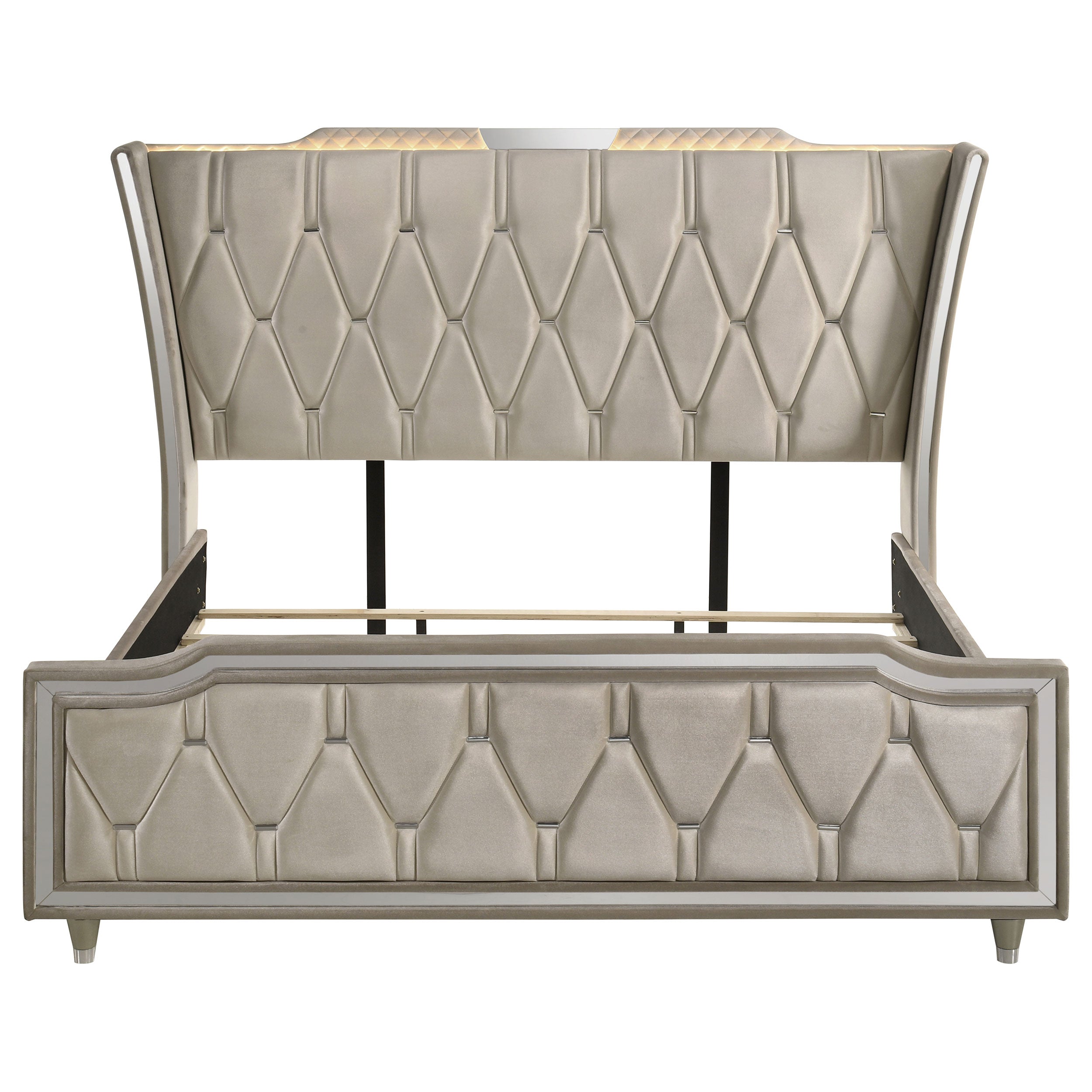 Lorient Eastern King LED Upholstered Bed Ivory and Camel — view 4