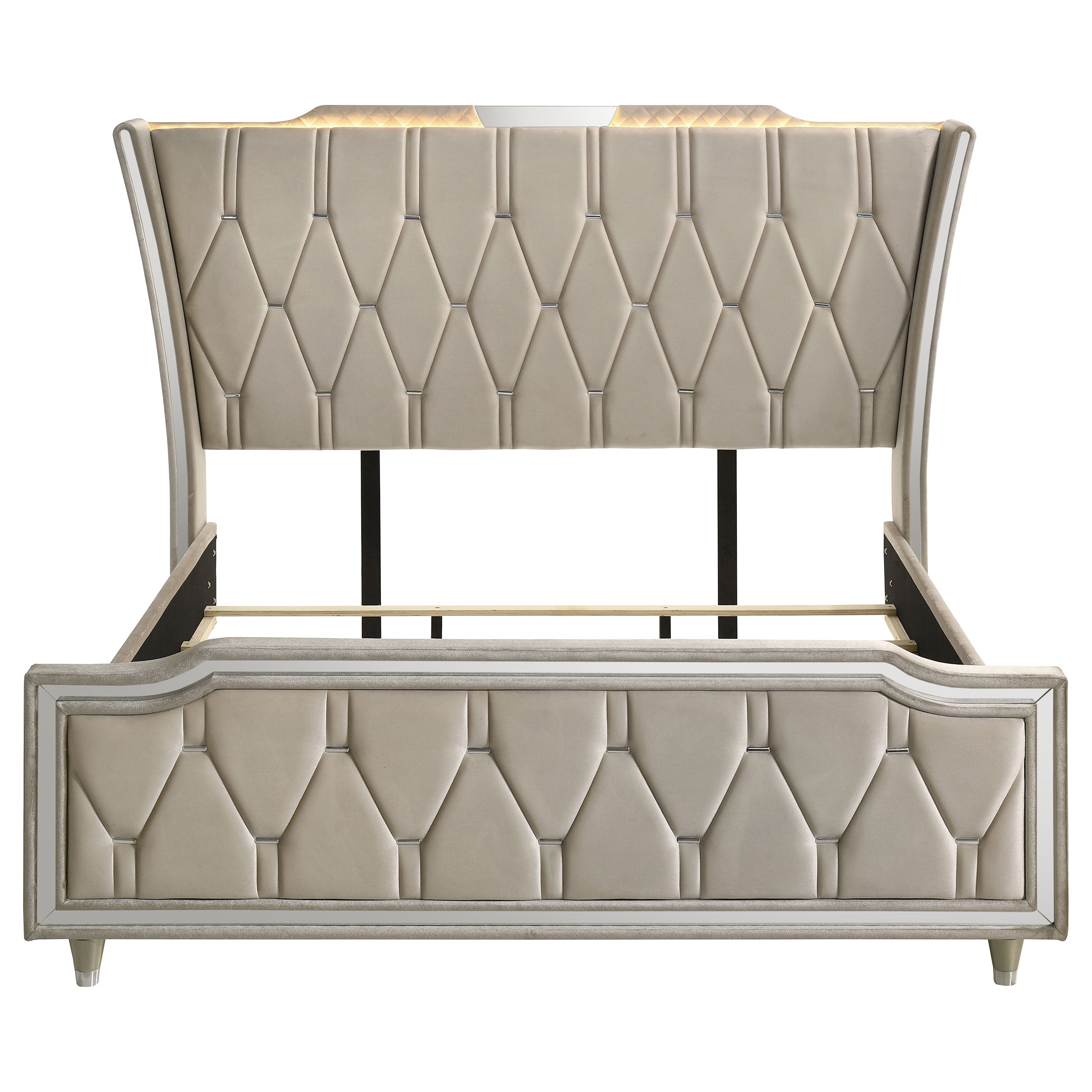 Lorient California King LED Upholstered Bed Ivory and Camel — view 4