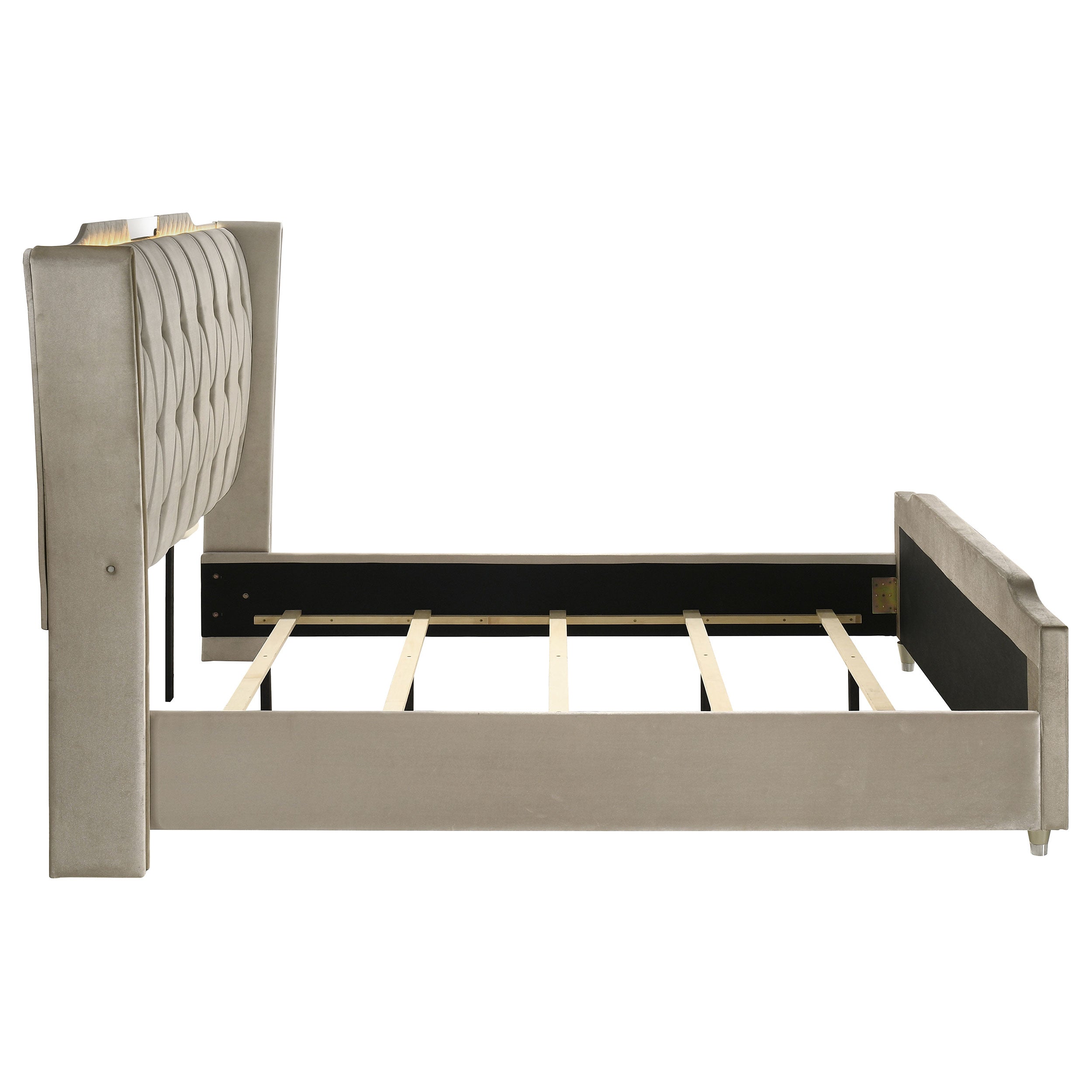 Lorient California King LED Upholstered Bed Ivory and Camel — view 6
