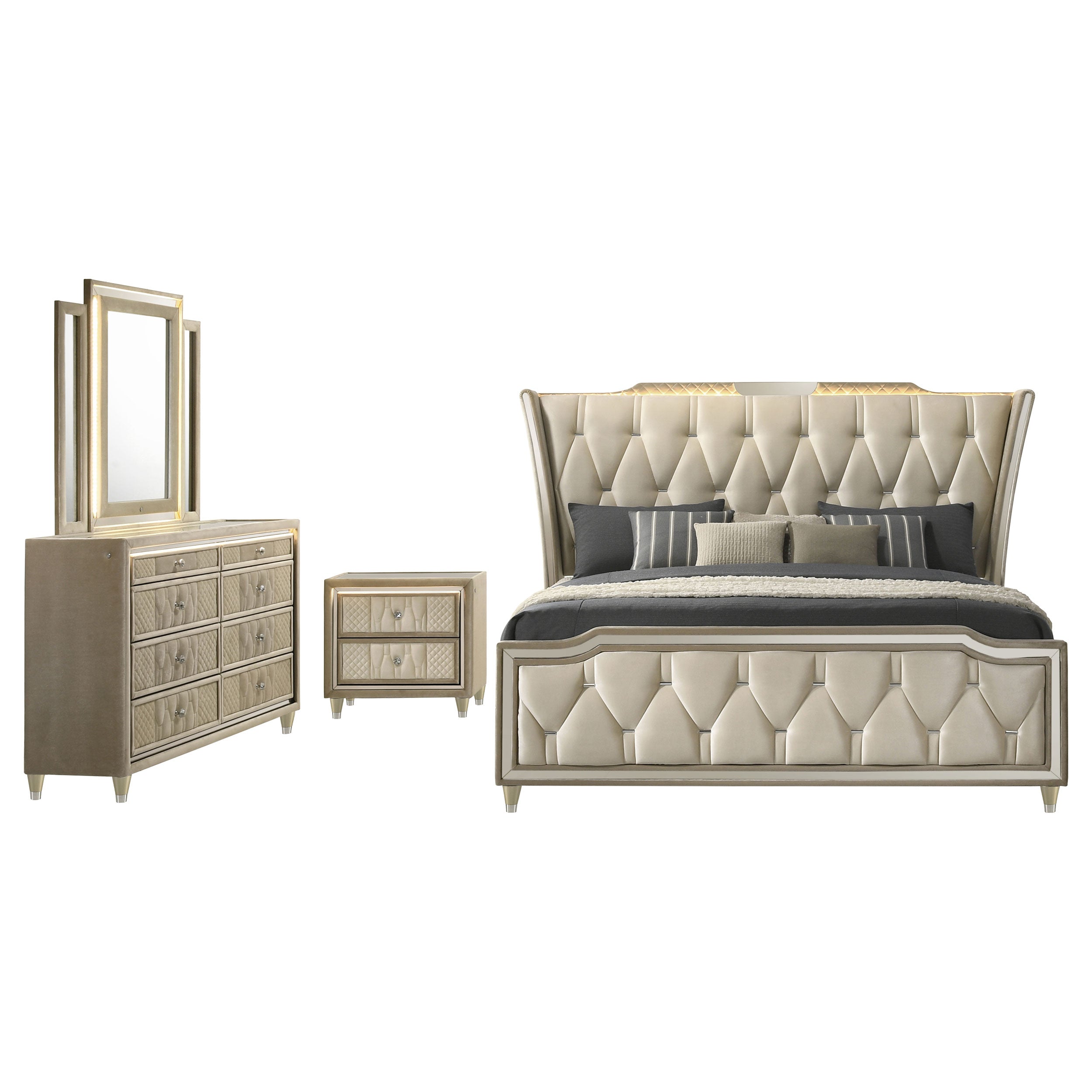 Lorient 4-piece Queen Bedroom Set Ivory and Camel — view 2