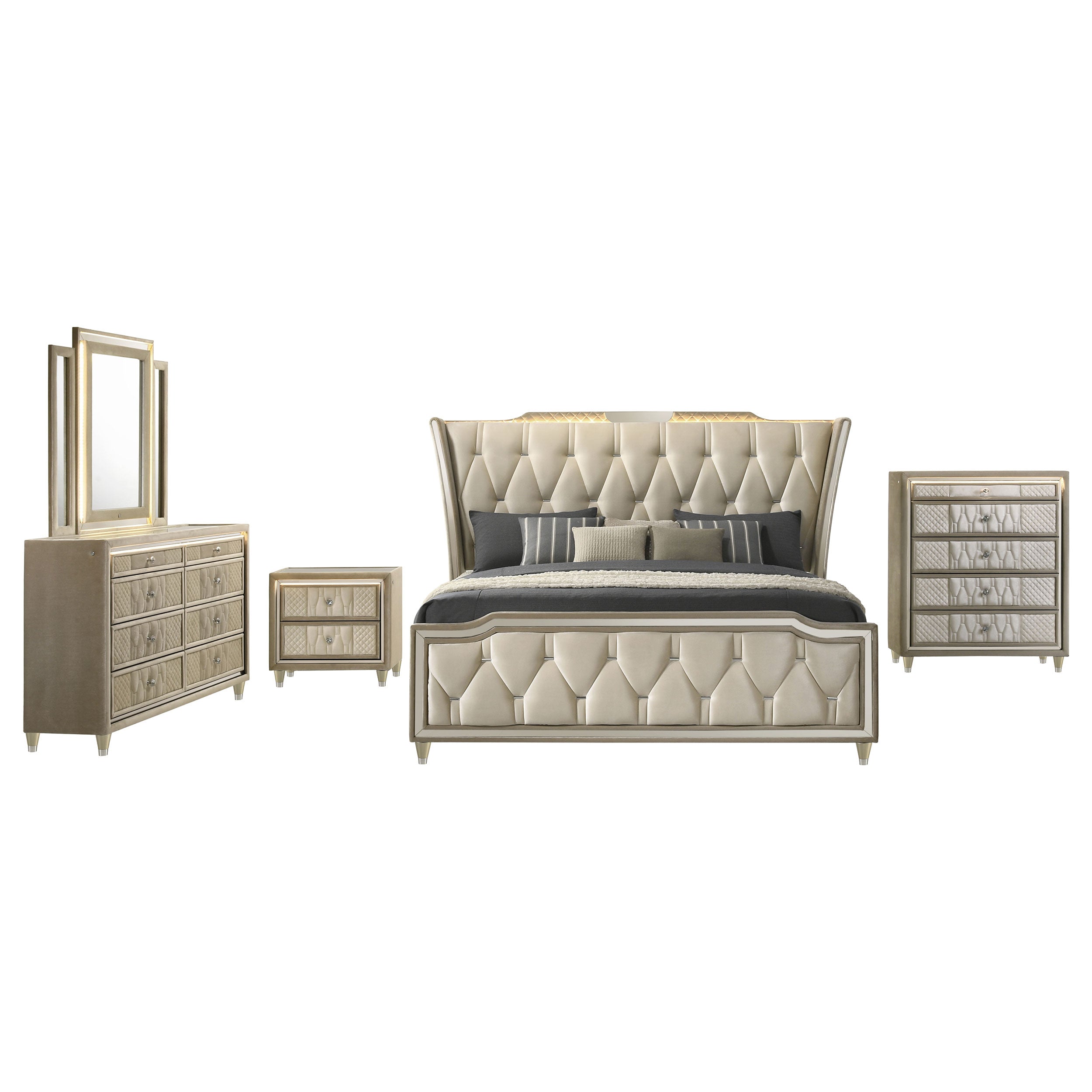 Lorient 5-piece Queen Bedroom Set Ivory and Camel — view 2