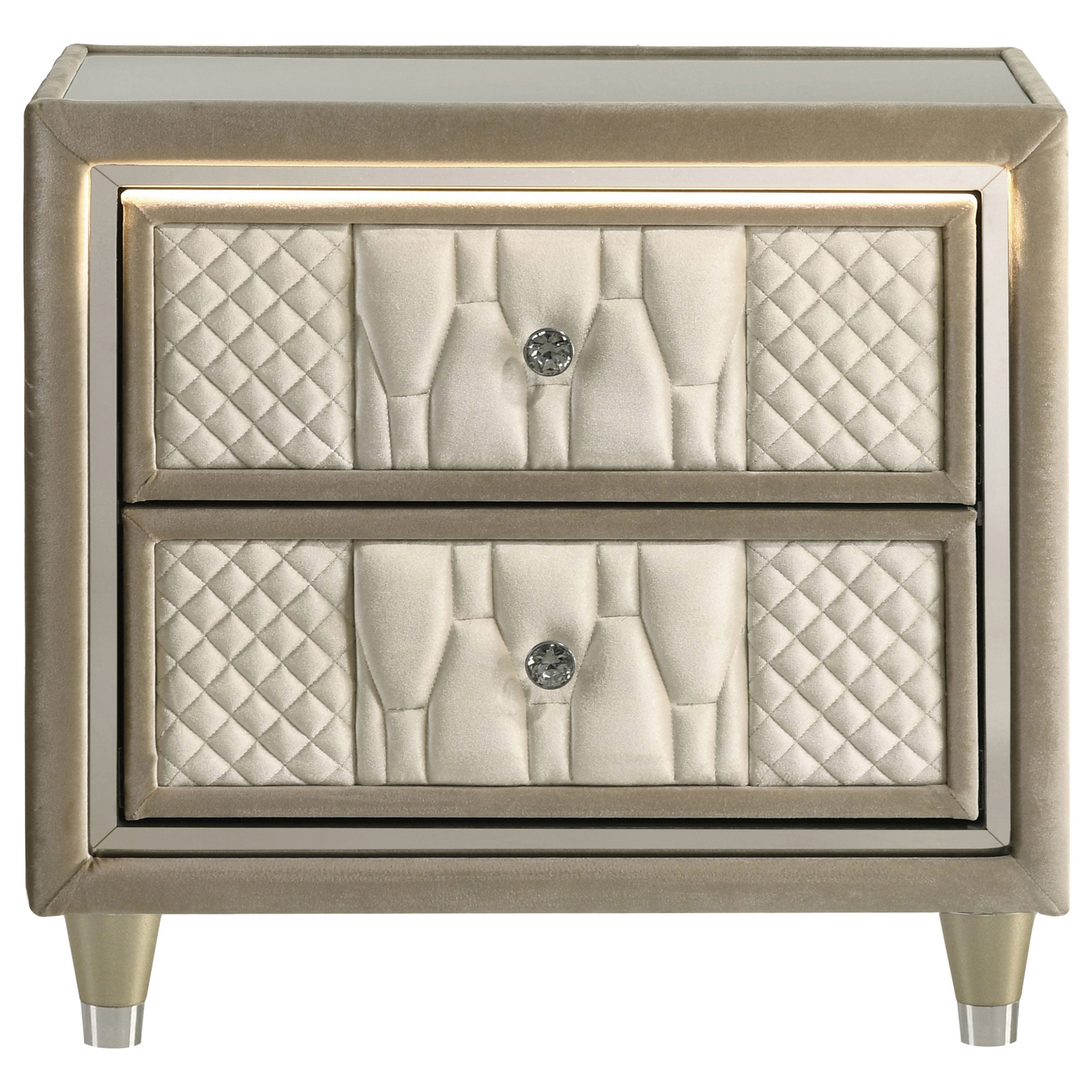 Lorient 2-drawer LED Nightstand with USB Ivory and Camel — view 3
