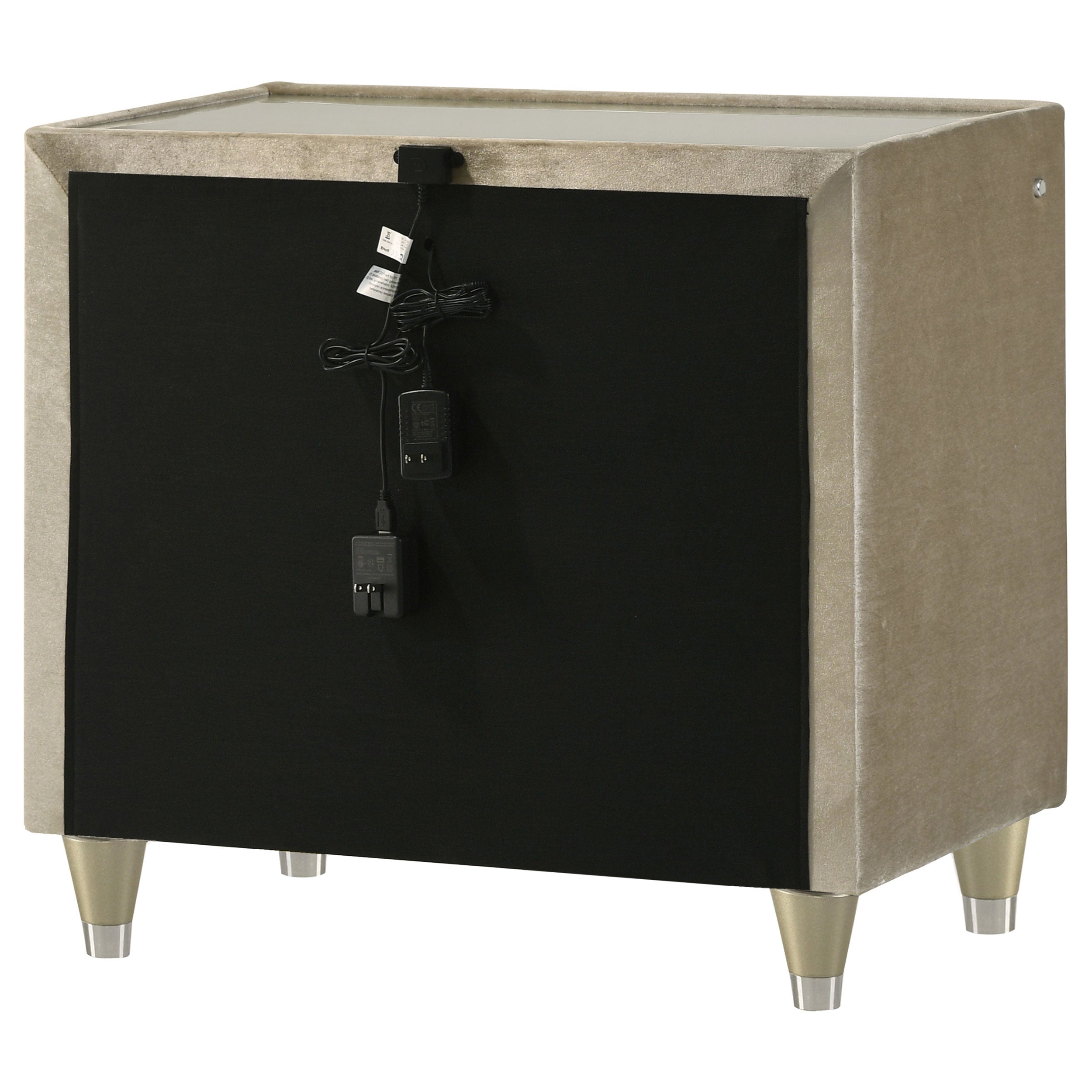 Lorient 2-drawer LED Nightstand with USB Ivory and Camel — view 8