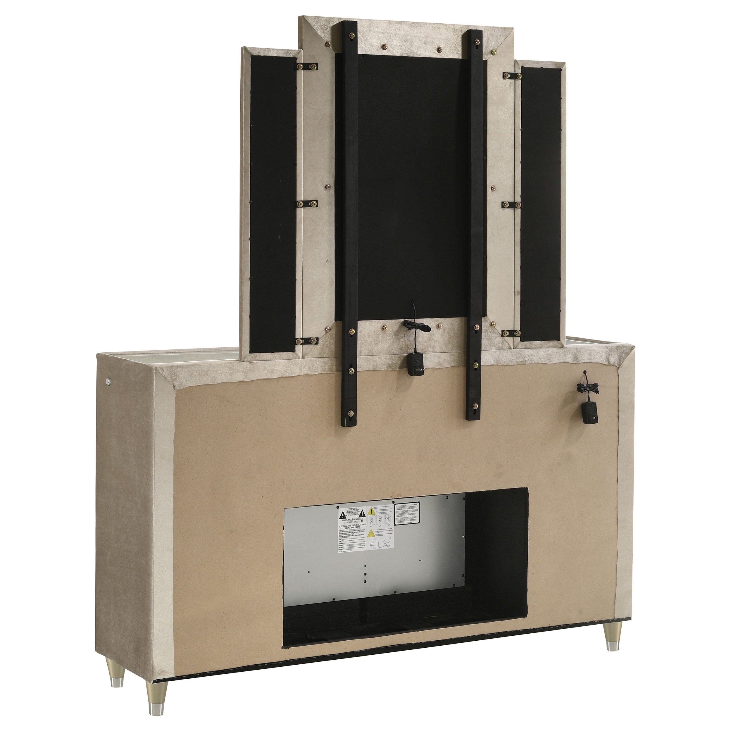 Lorient 8-drawer LED Flame Box Dresser and Mirror Ivory Camel — view 6