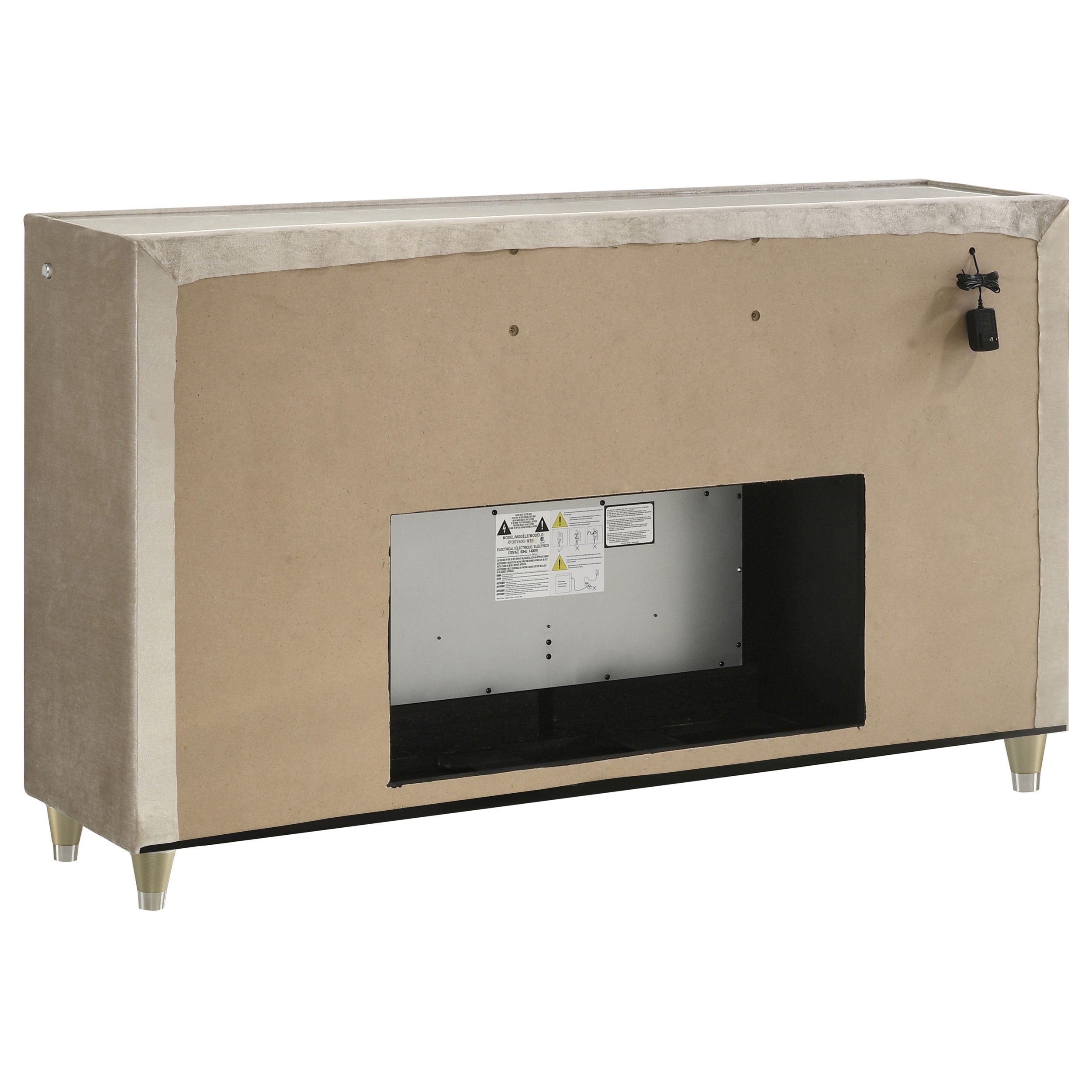 Lorient 8-drawer LED Bedroom Flame Box Dresser Ivory Camel — view 6