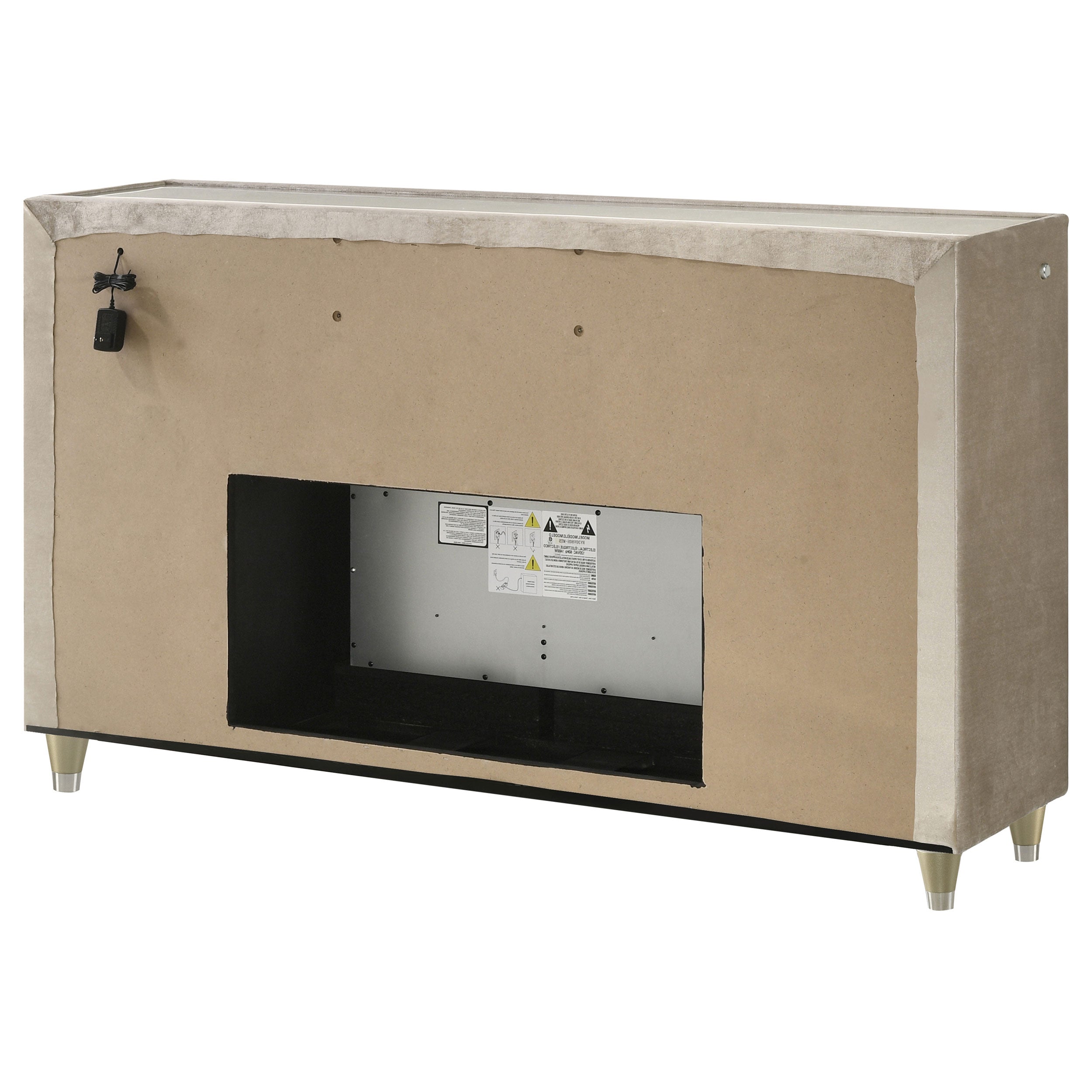 Lorient 8-drawer LED Bedroom Flame Box Dresser Ivory Camel — view 8