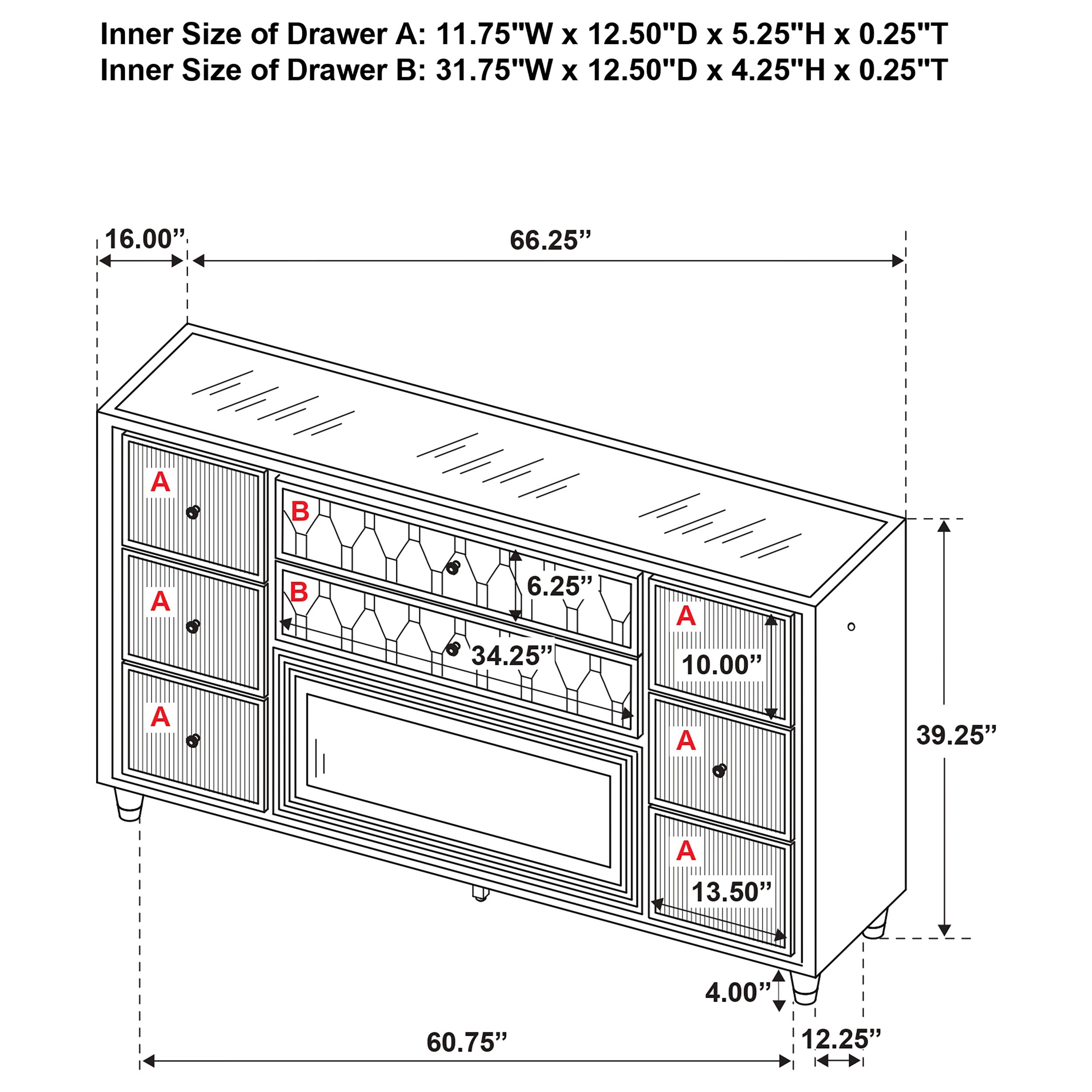 Lorient 8-drawer LED Bedroom Flame Box Dresser Ivory Camel — view 16