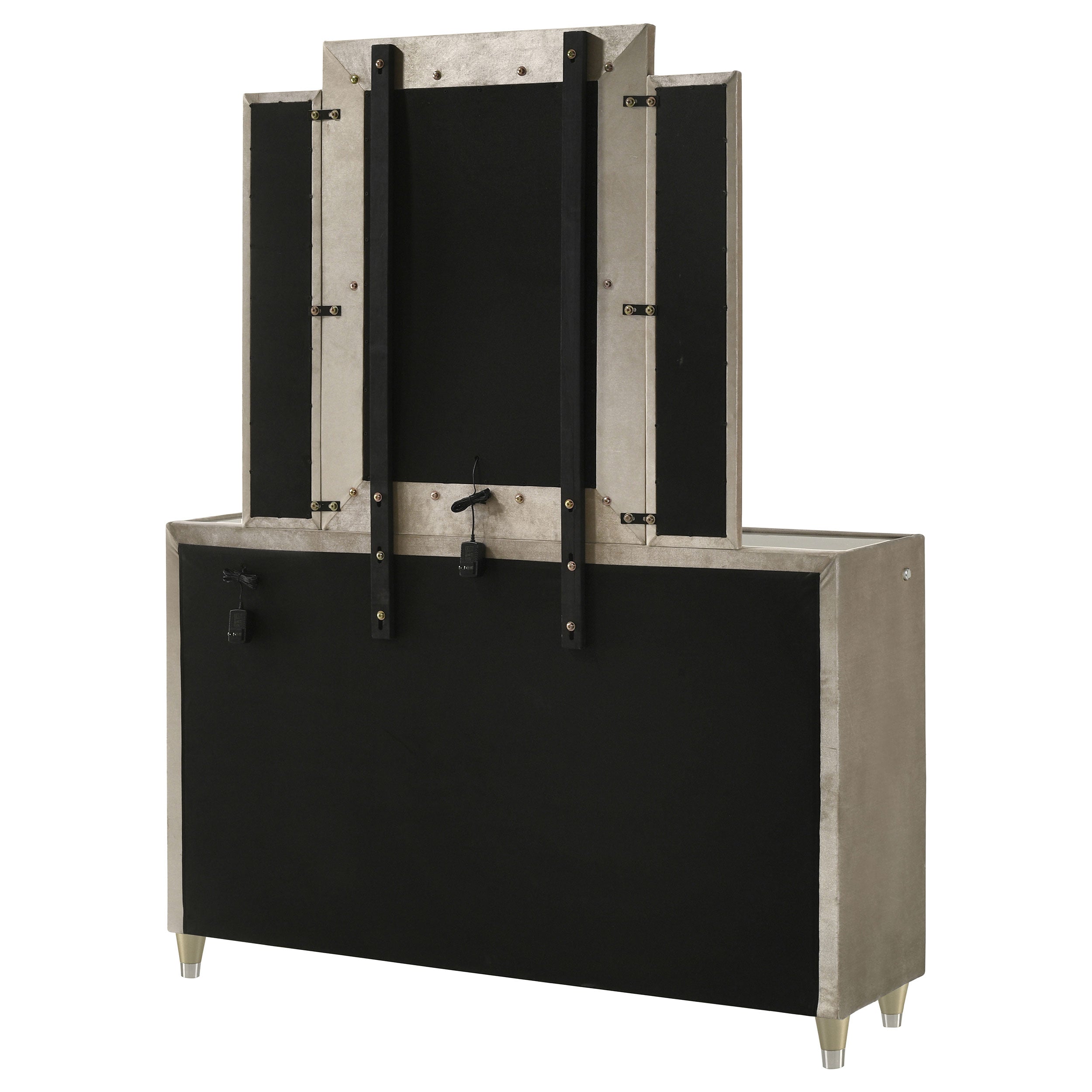 Lorient 8-drawer LED Dresser with Mirror Ivory and Camel — view 8