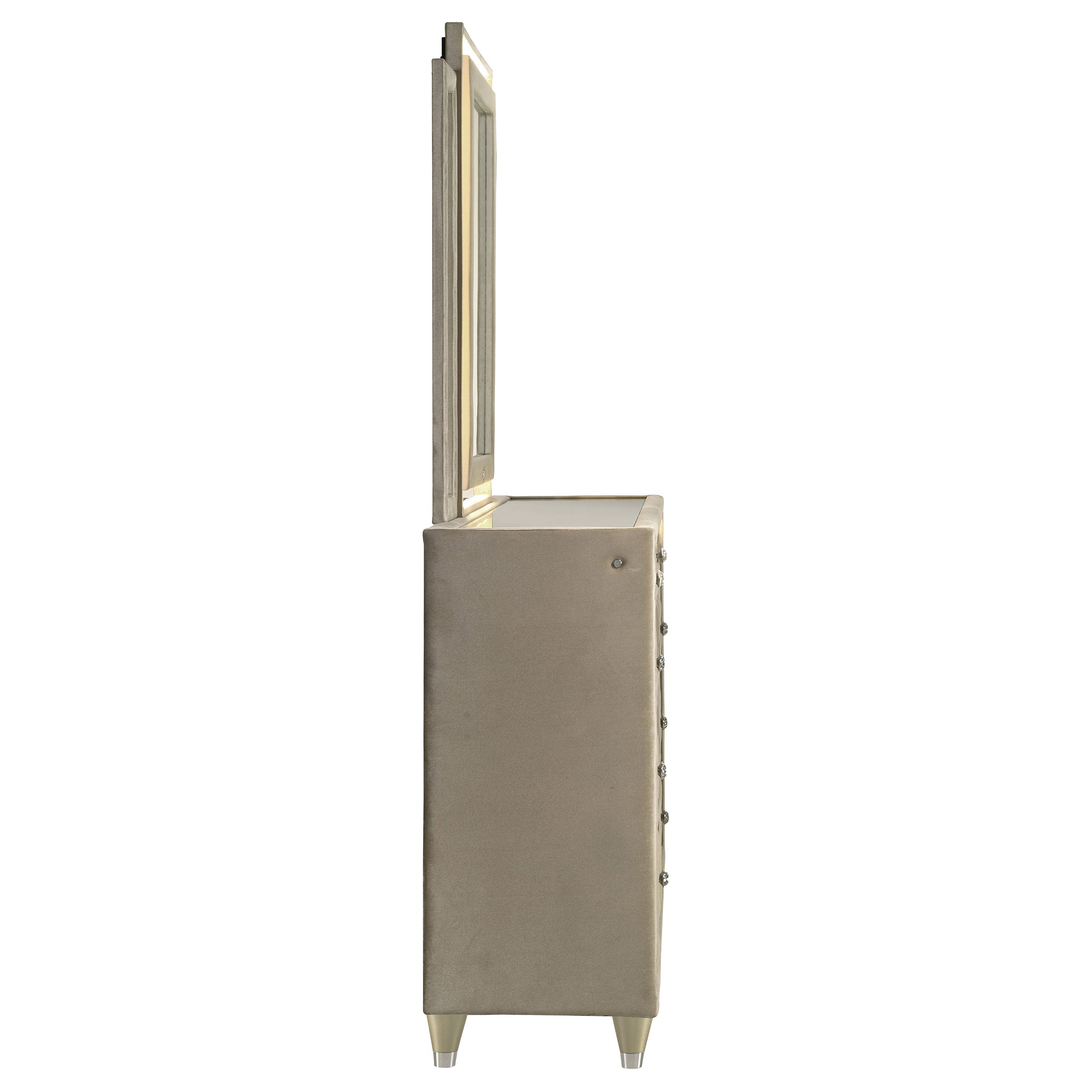 Lorient 8-drawer LED Dresser with Mirror Ivory and Camel — view 9