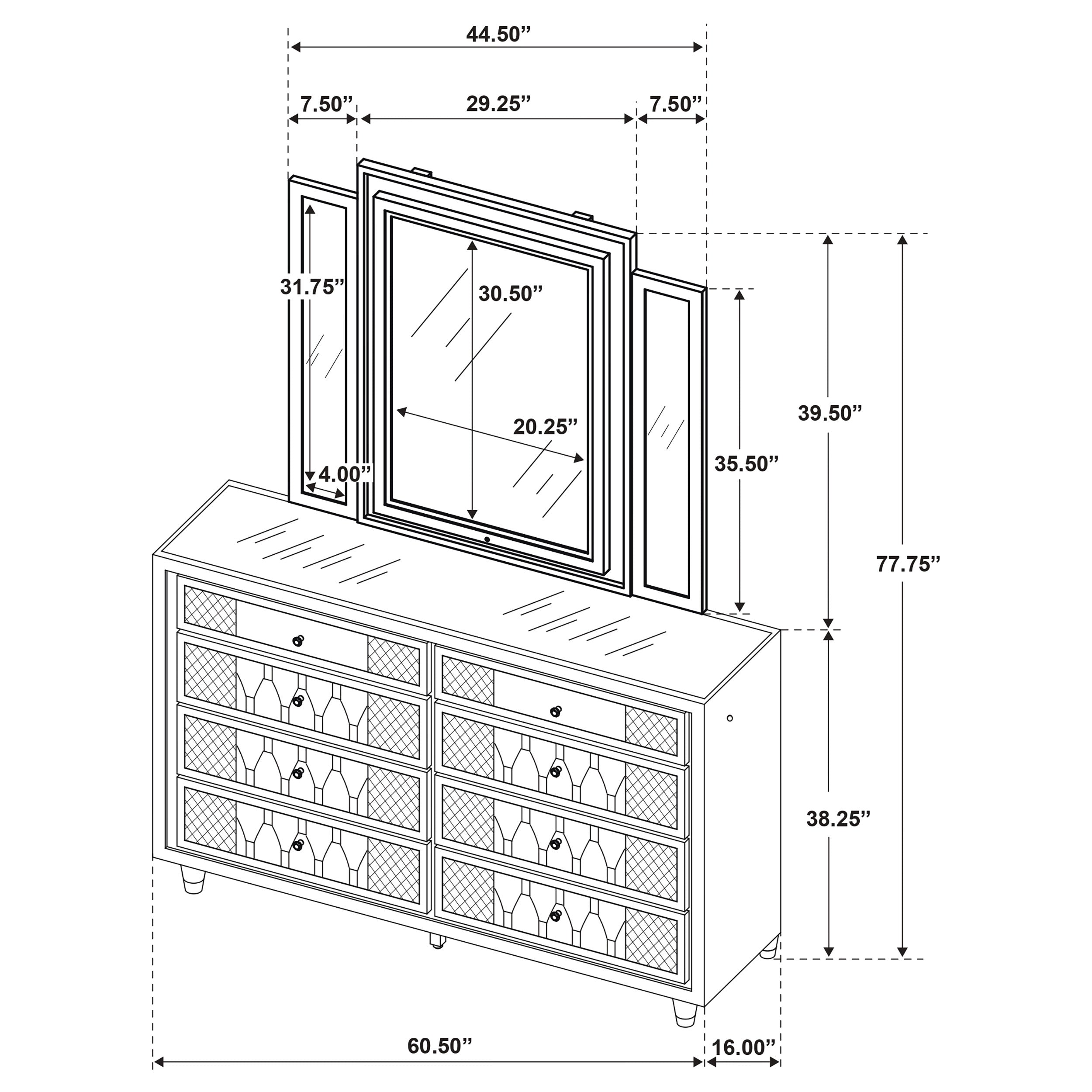 Lorient 8-drawer LED Dresser with Mirror Ivory and Camel — view 15