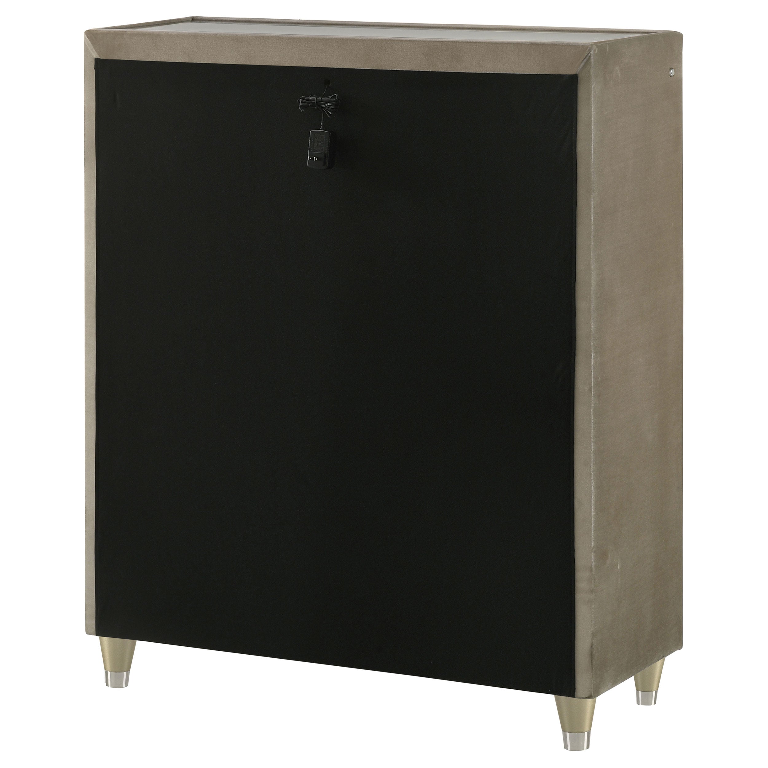 Lorient 5-drawer LED Chest of Drawers Ivory and Camel — view 8