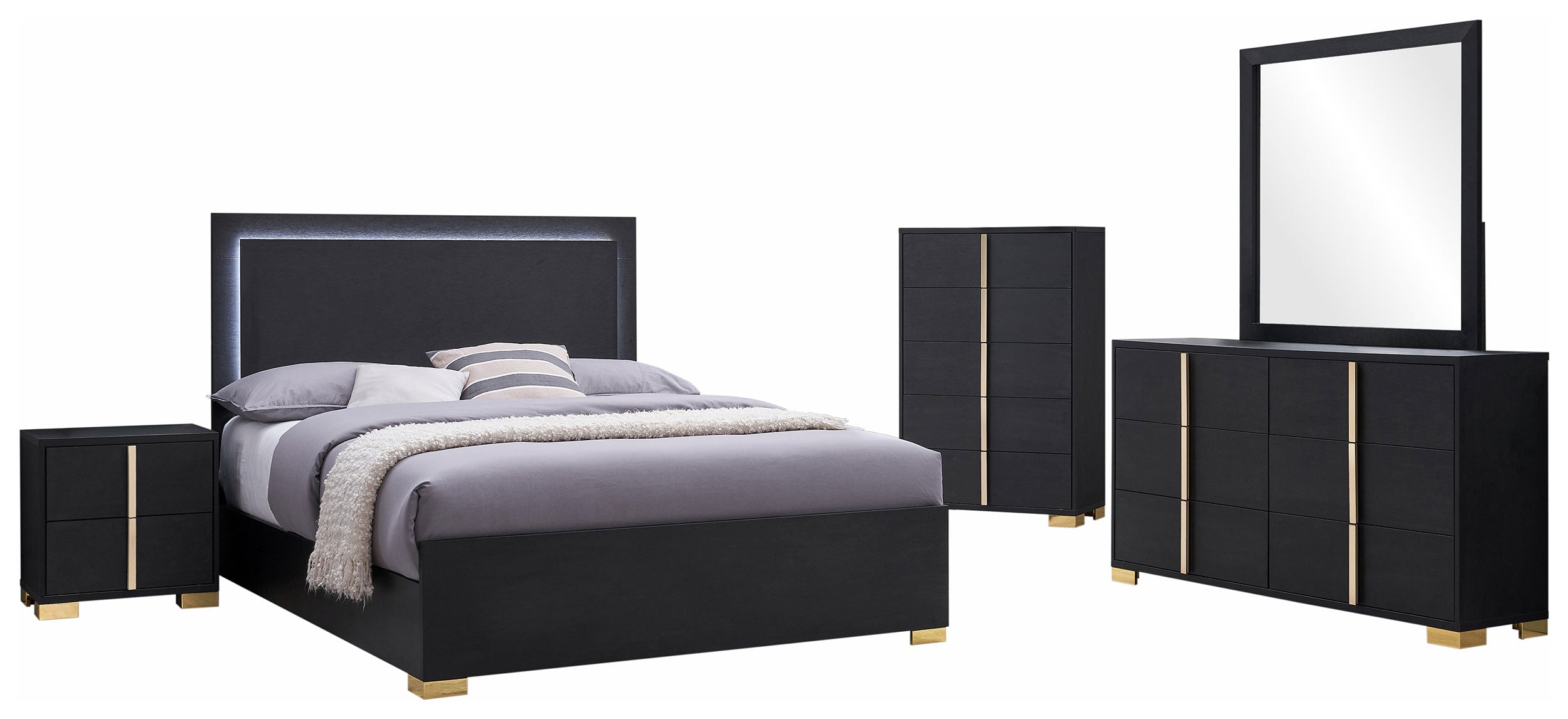 Marceline 5-piece Eastern King Bedroom Set Black — view 2