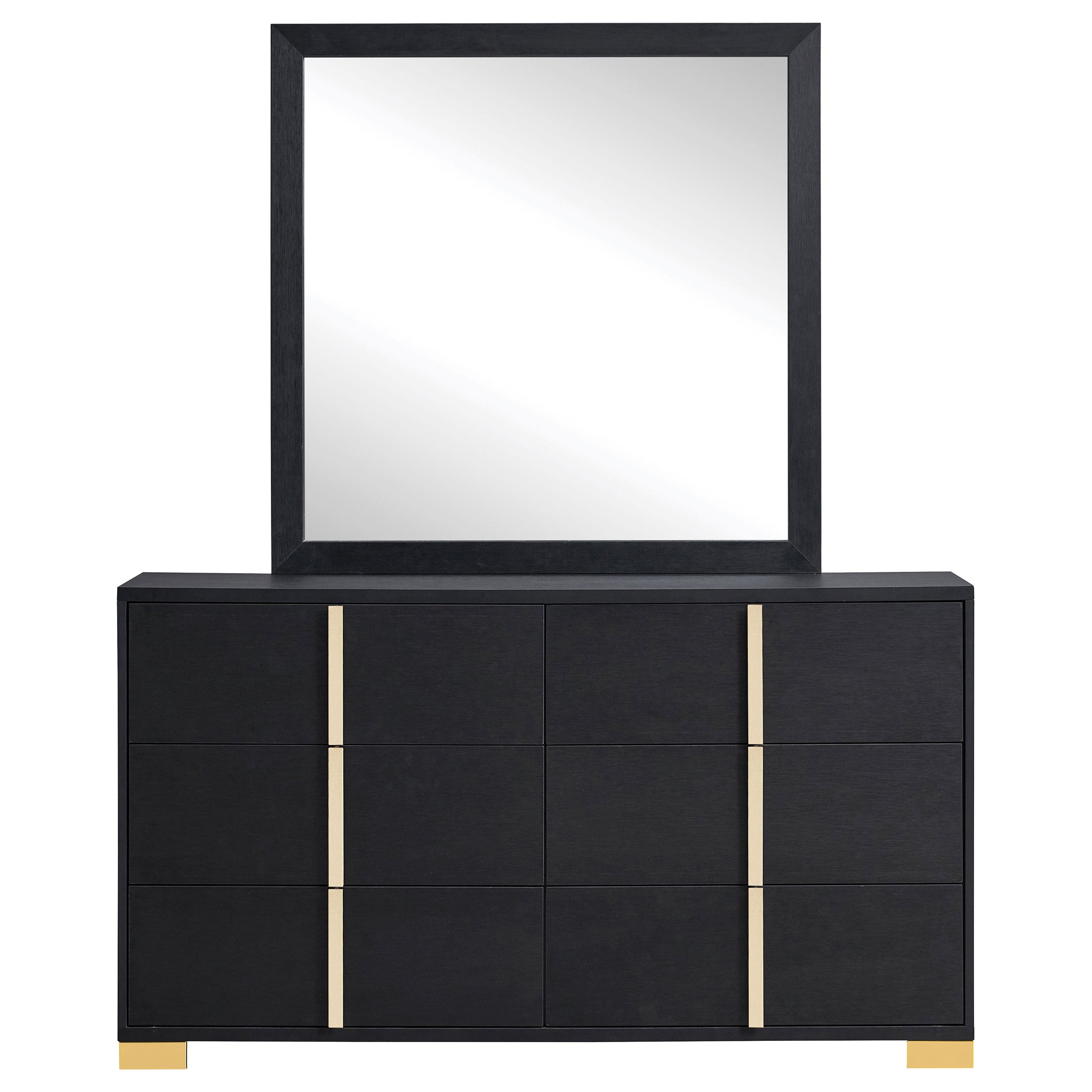 Marceline 6-drawer Dresser with Mirror Black — view 3