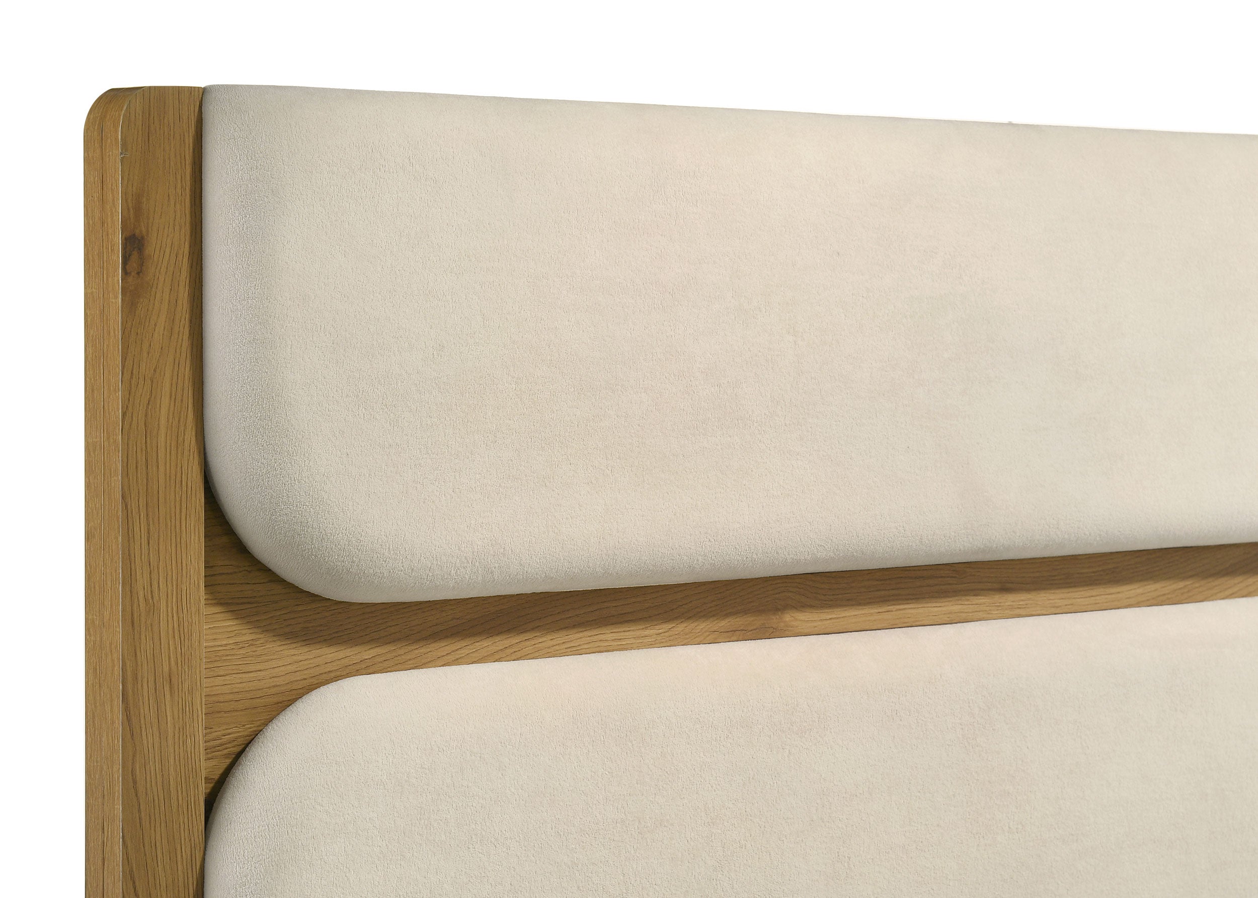 Bennett 78-inch California King Upholstered Panel Bed Cream and Light Oak — view 7