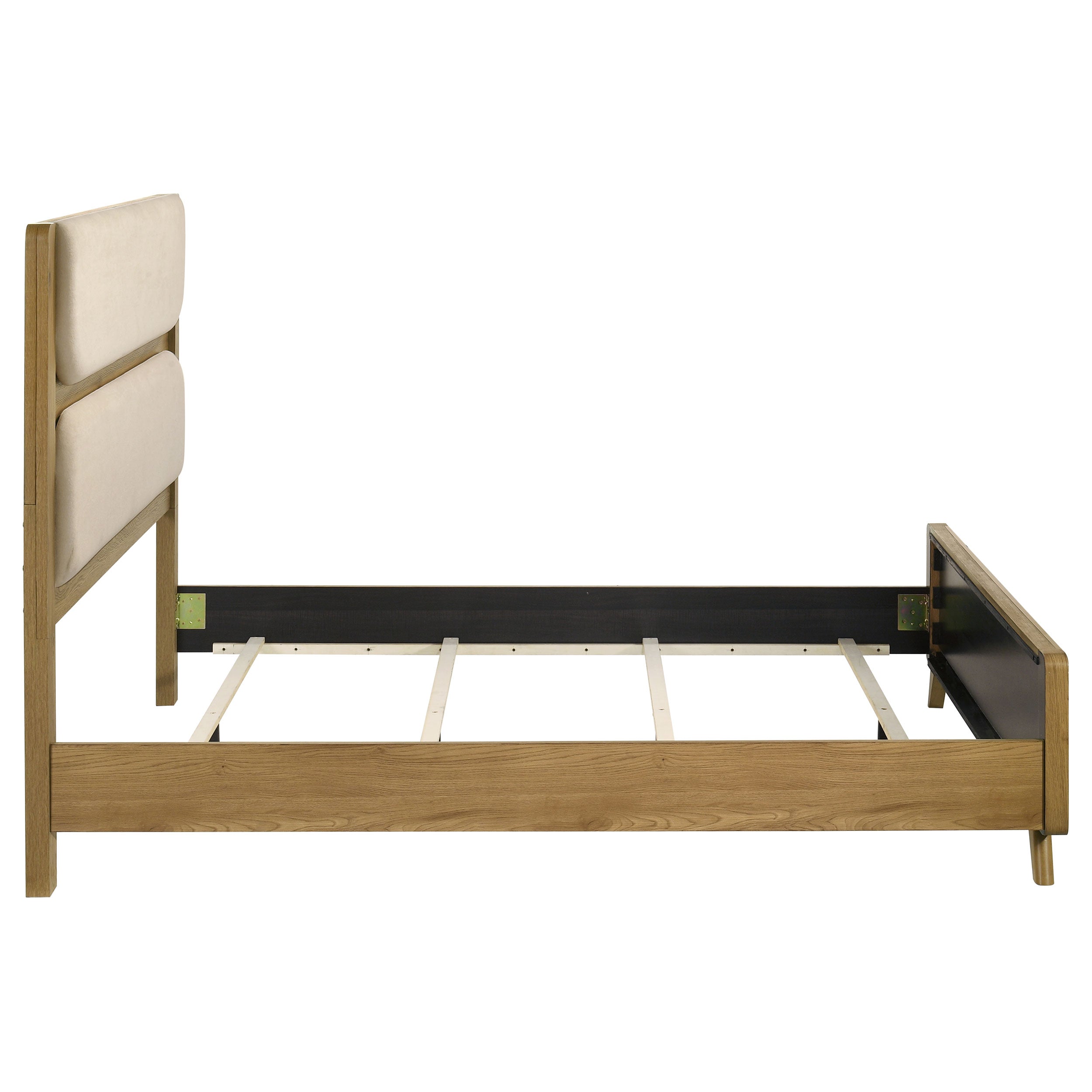 Bennett 63-inch Queen Upholstered Panel Bed Cream and Light Oak — view 6