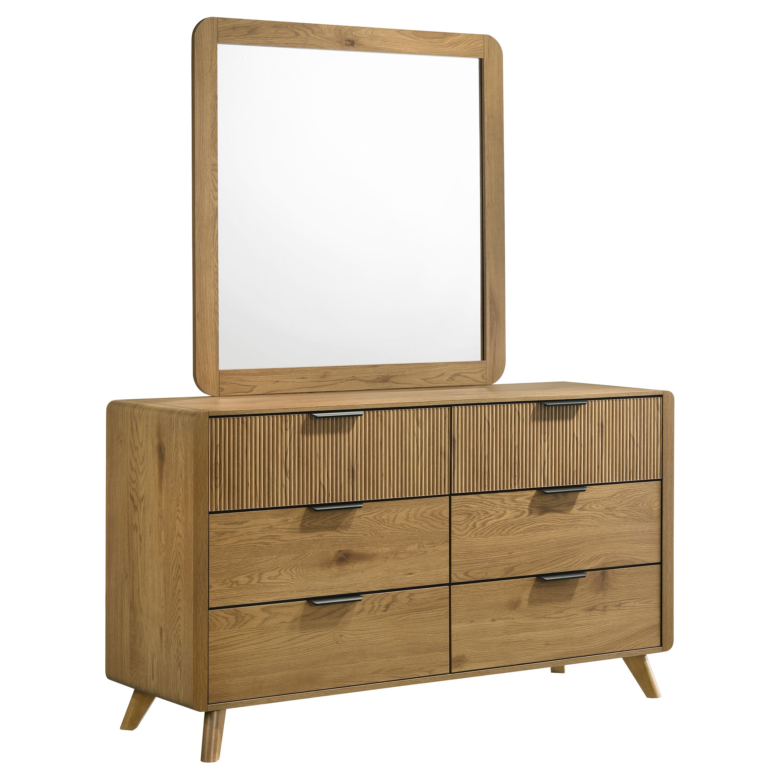Bennett 6-drawer Bedroom Dresser and Mirror Set Light Oak — view 1