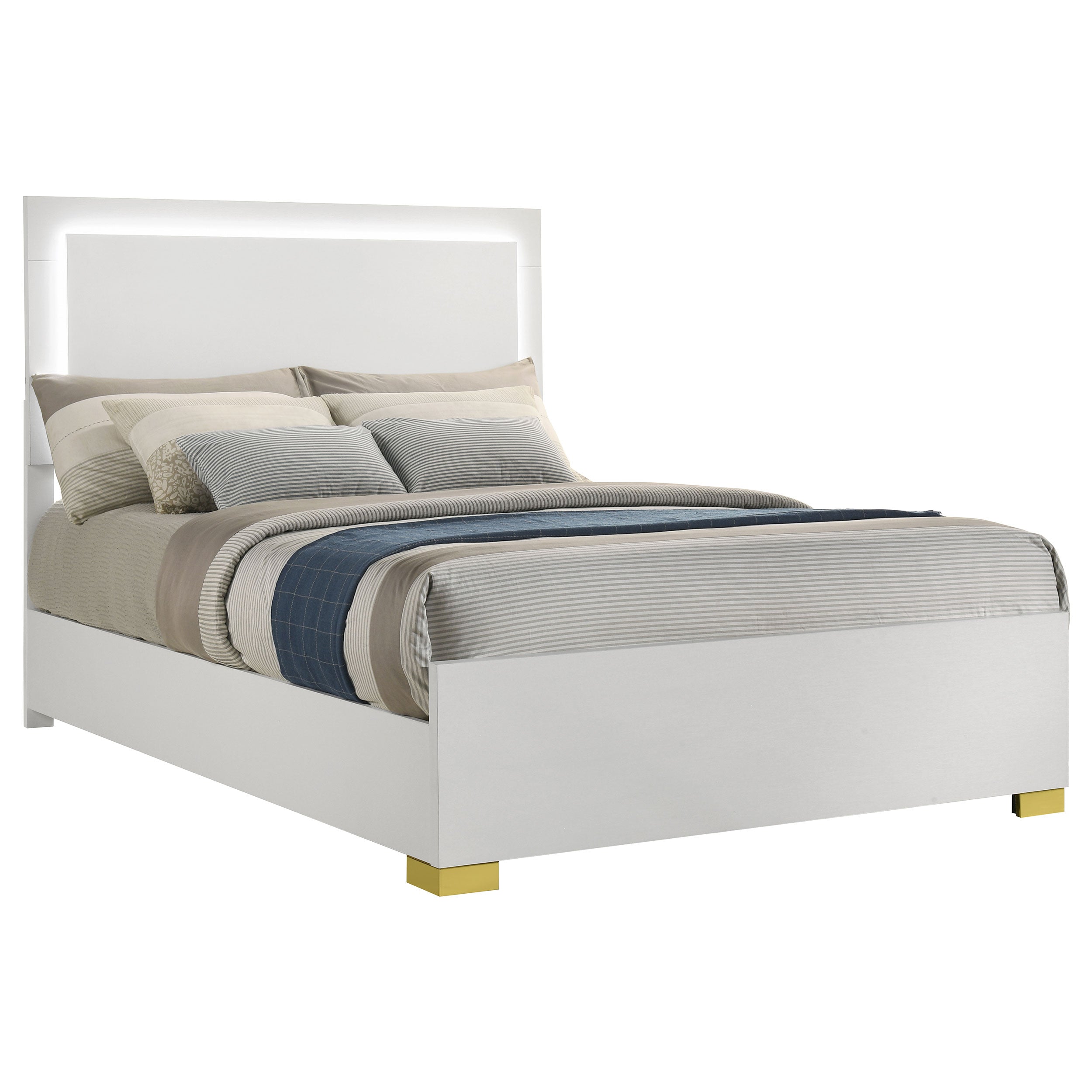 Marceline Wood Full LED Panel Bed White — view 3