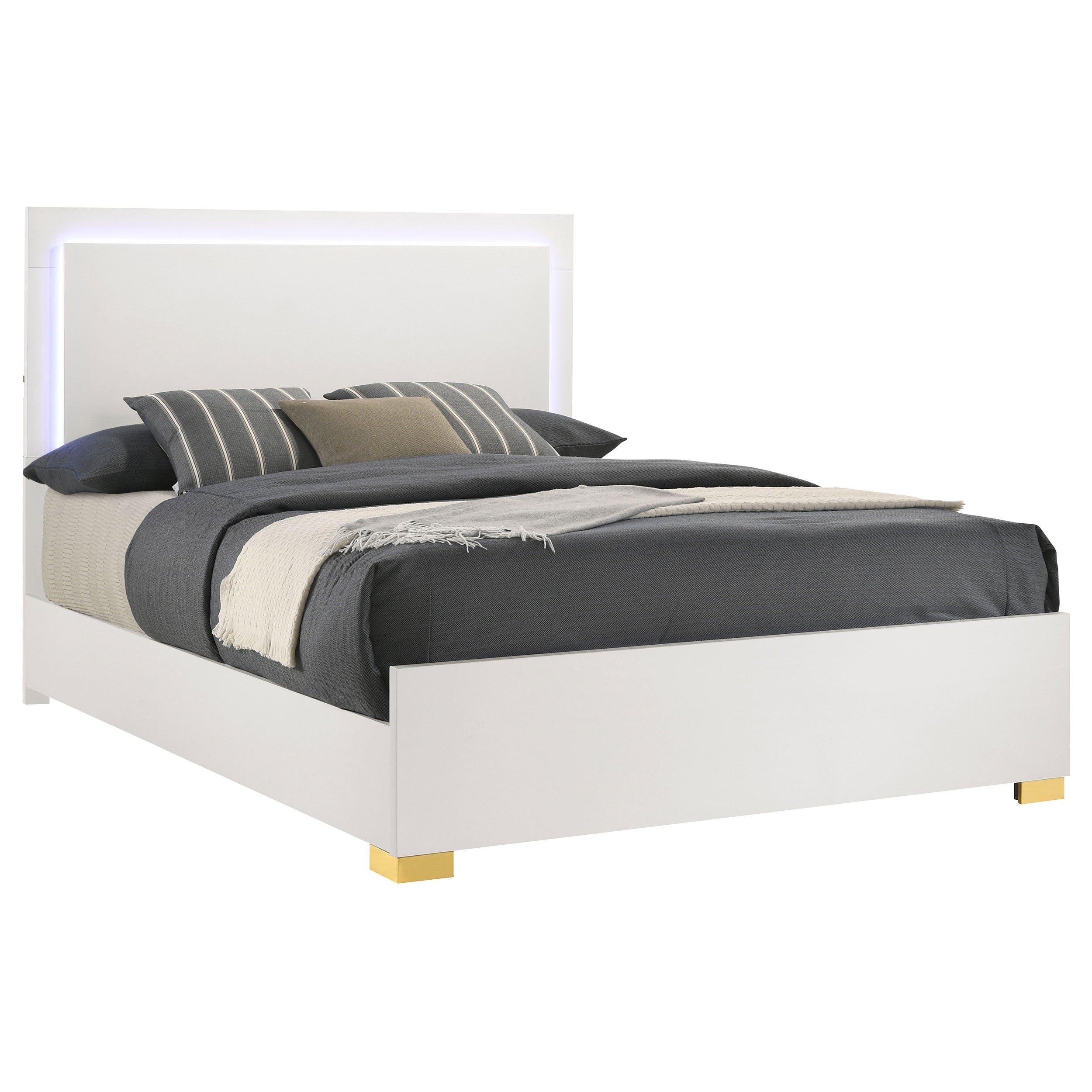 Marceline Wood Eastern King LED Panel Bed White — view 3