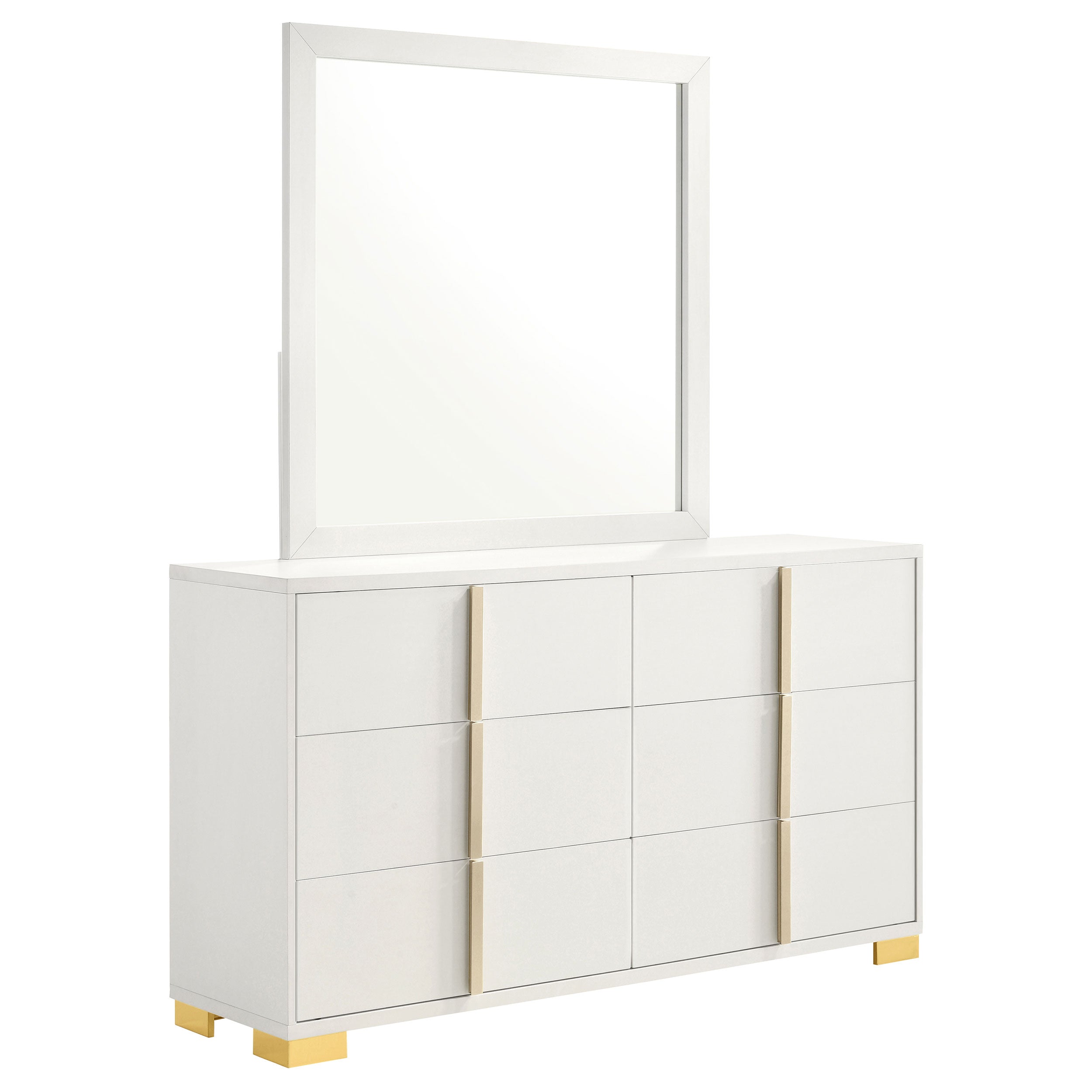 Marceline 6-drawer Dresser with Mirror White — view 1