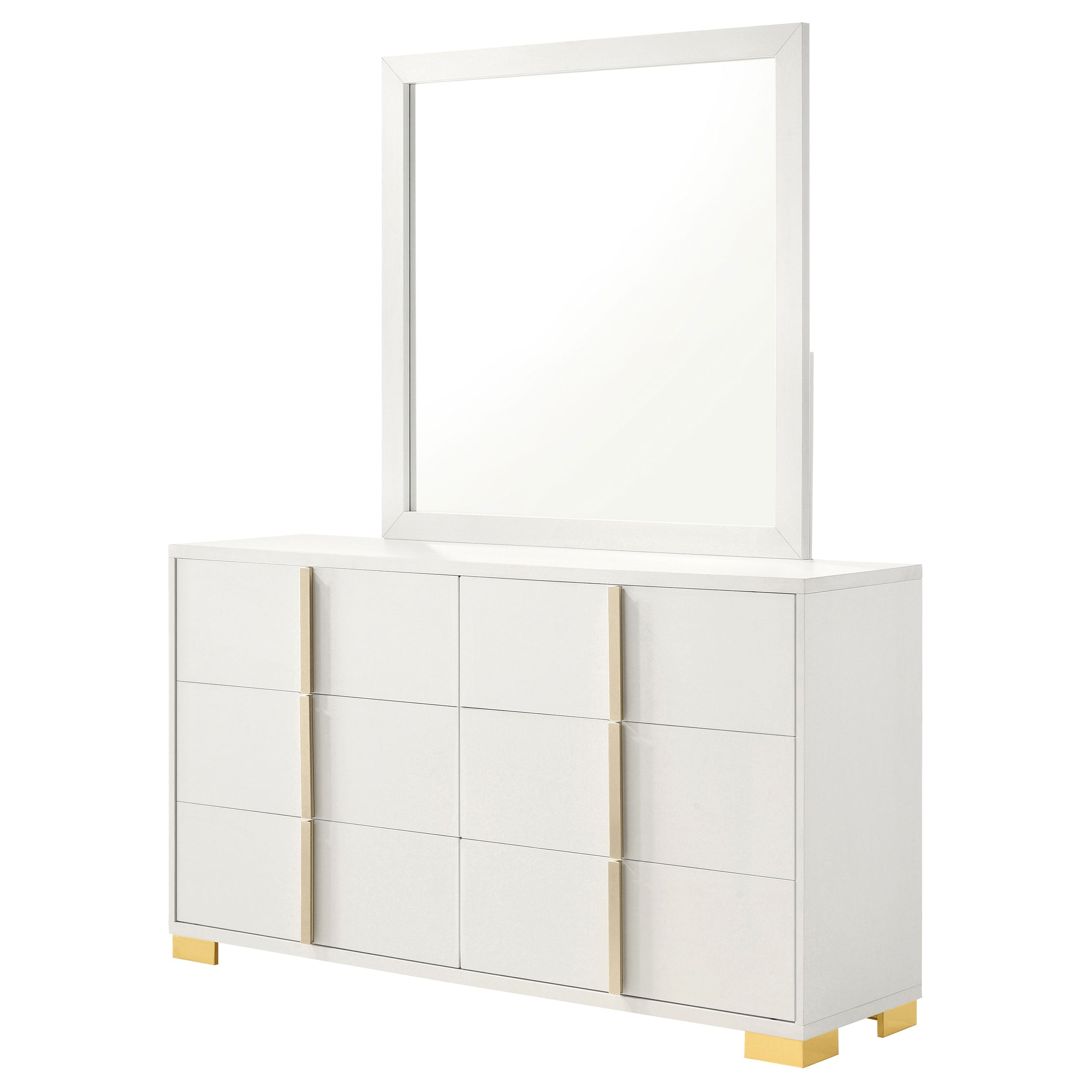 Marceline 6-drawer Dresser with Mirror White — view 4