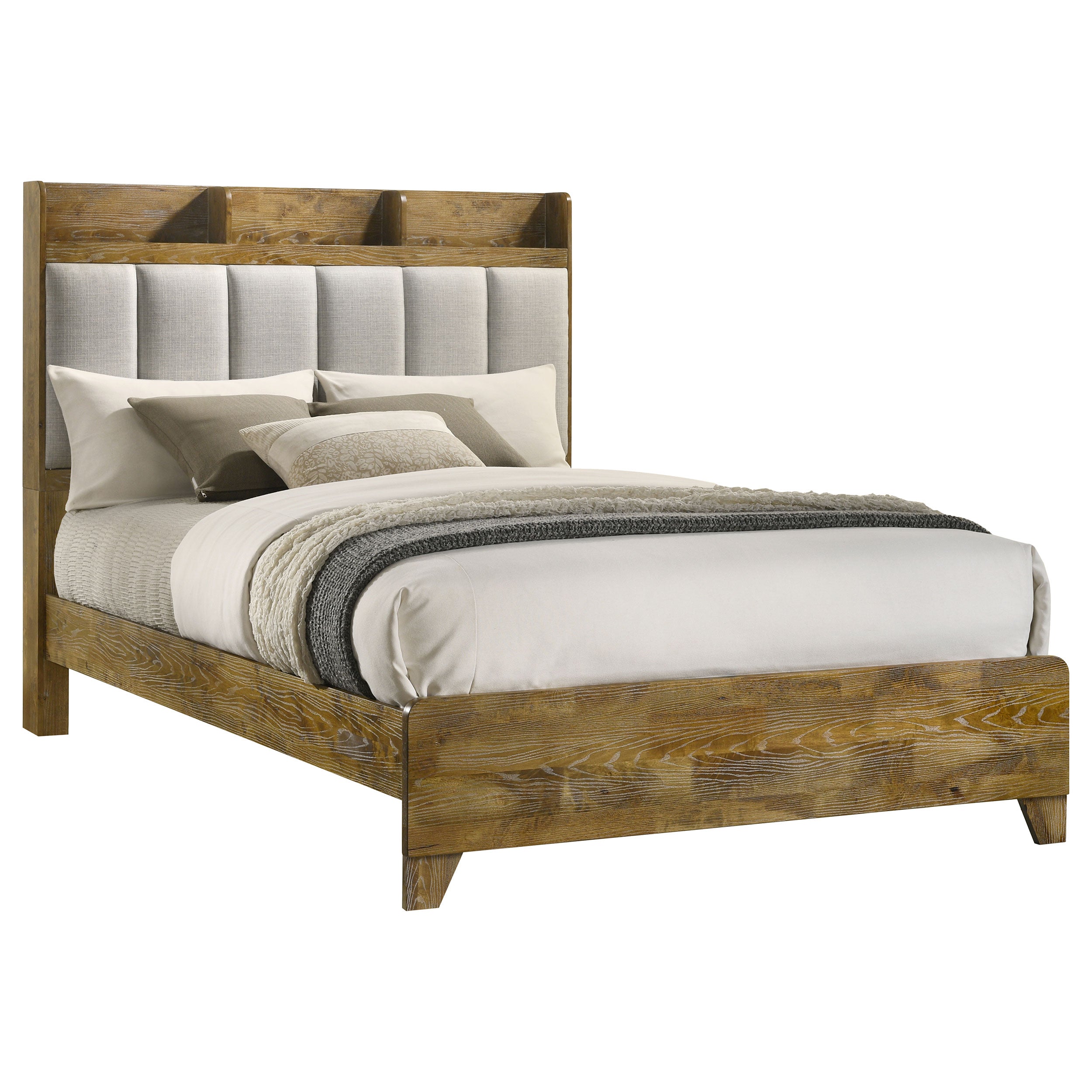 Henderson 57-inch Queen Bookcase Panel Bed Medium Oak — view 3