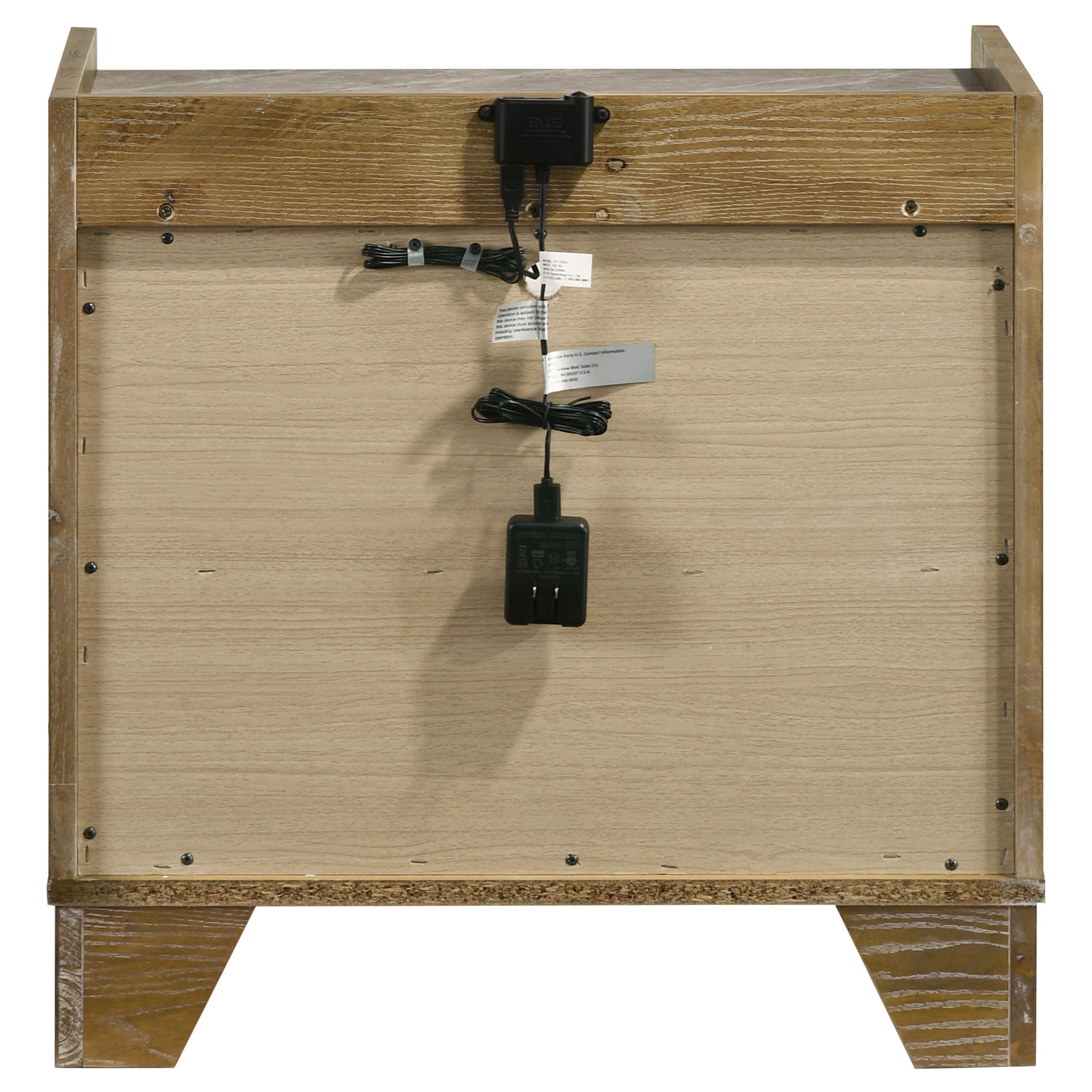 Henderson 1-drawer LED Nightstand Bedside Table Medium Oak — view 5