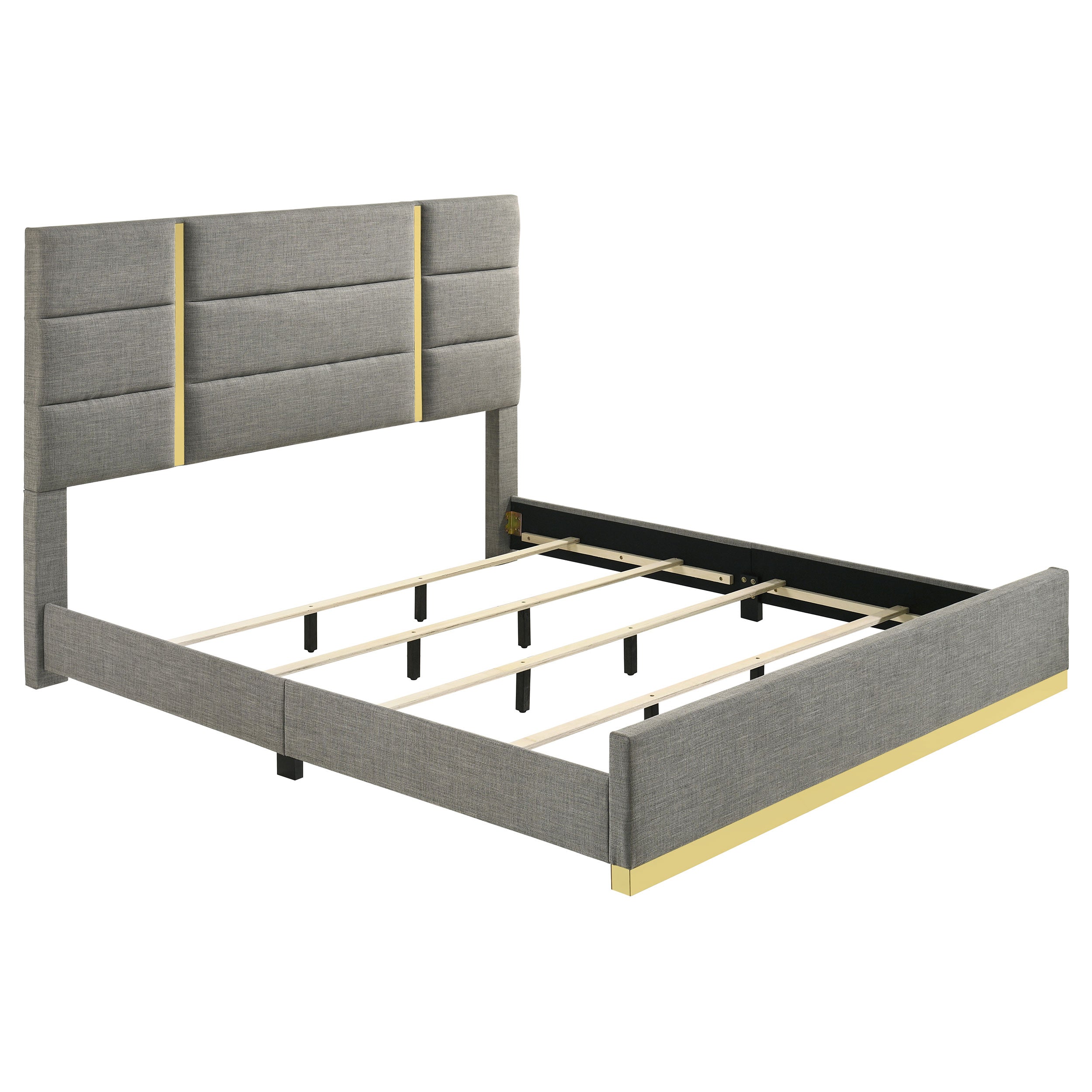 Ines 56-inch Fabric Upholstered Eastern King Panel Bed Grey — view 1