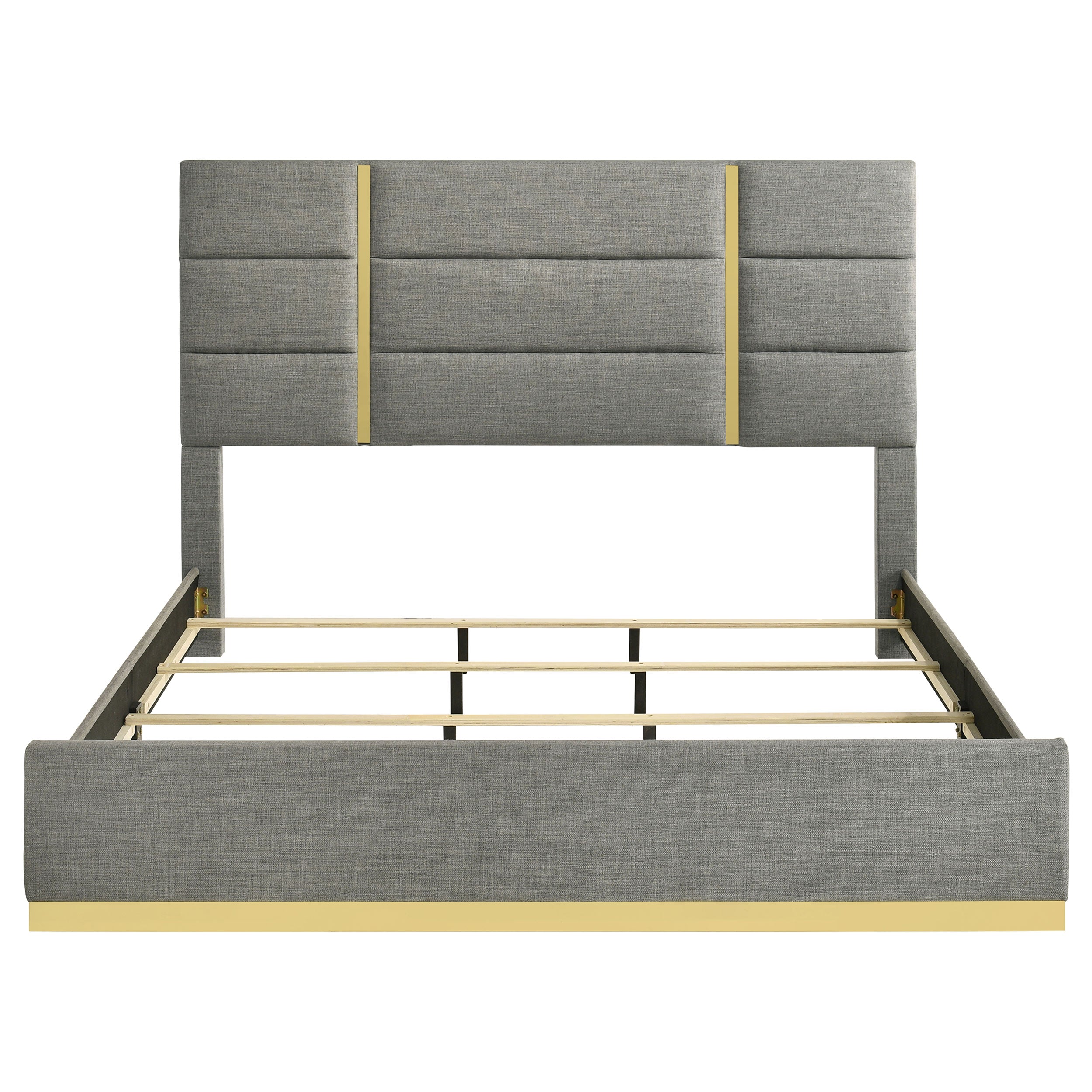 Ines 56-inch Fabric Upholstered Eastern King Panel Bed Grey — view 4