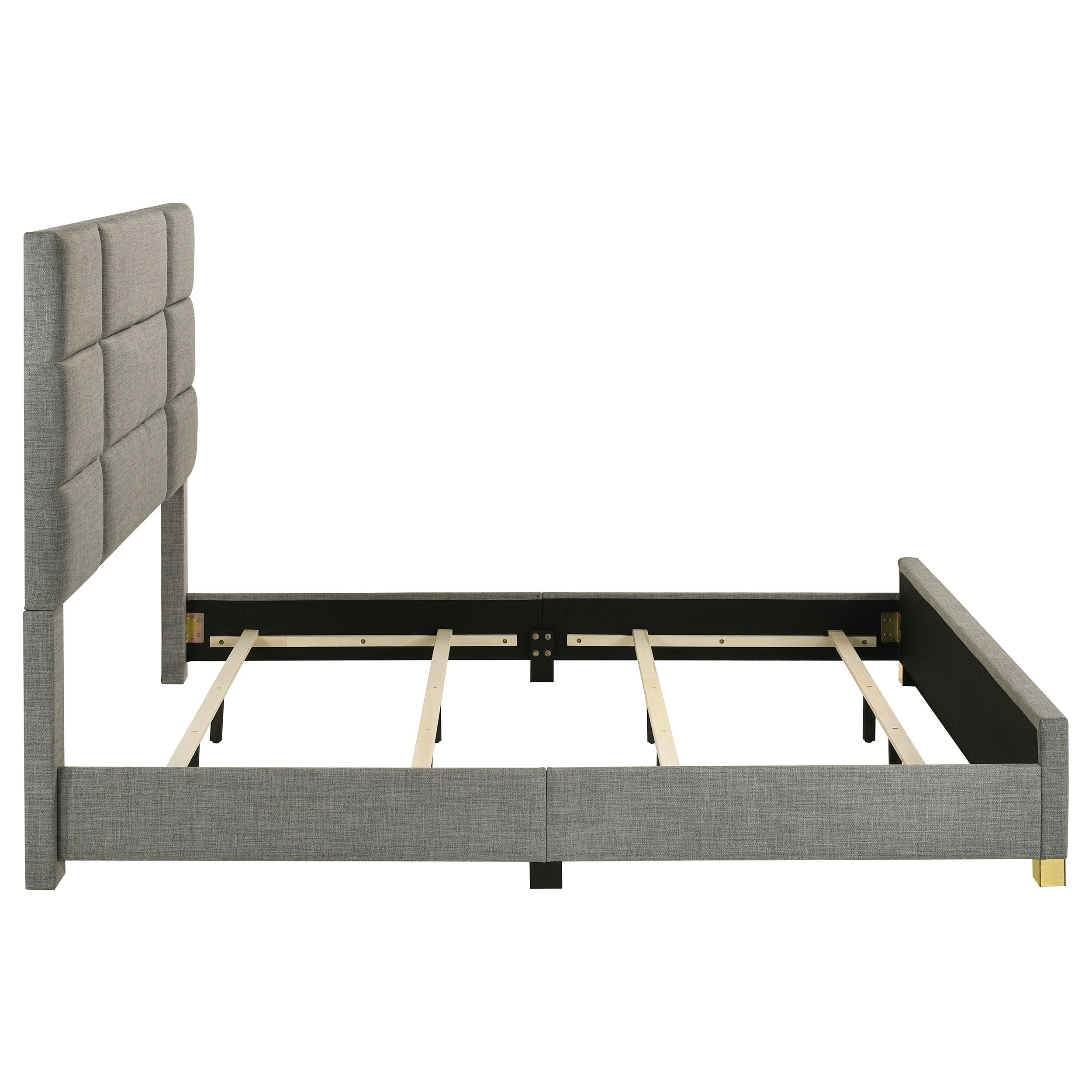 Ines 56-inch Fabric Upholstered Eastern King Panel Bed Grey — view 6