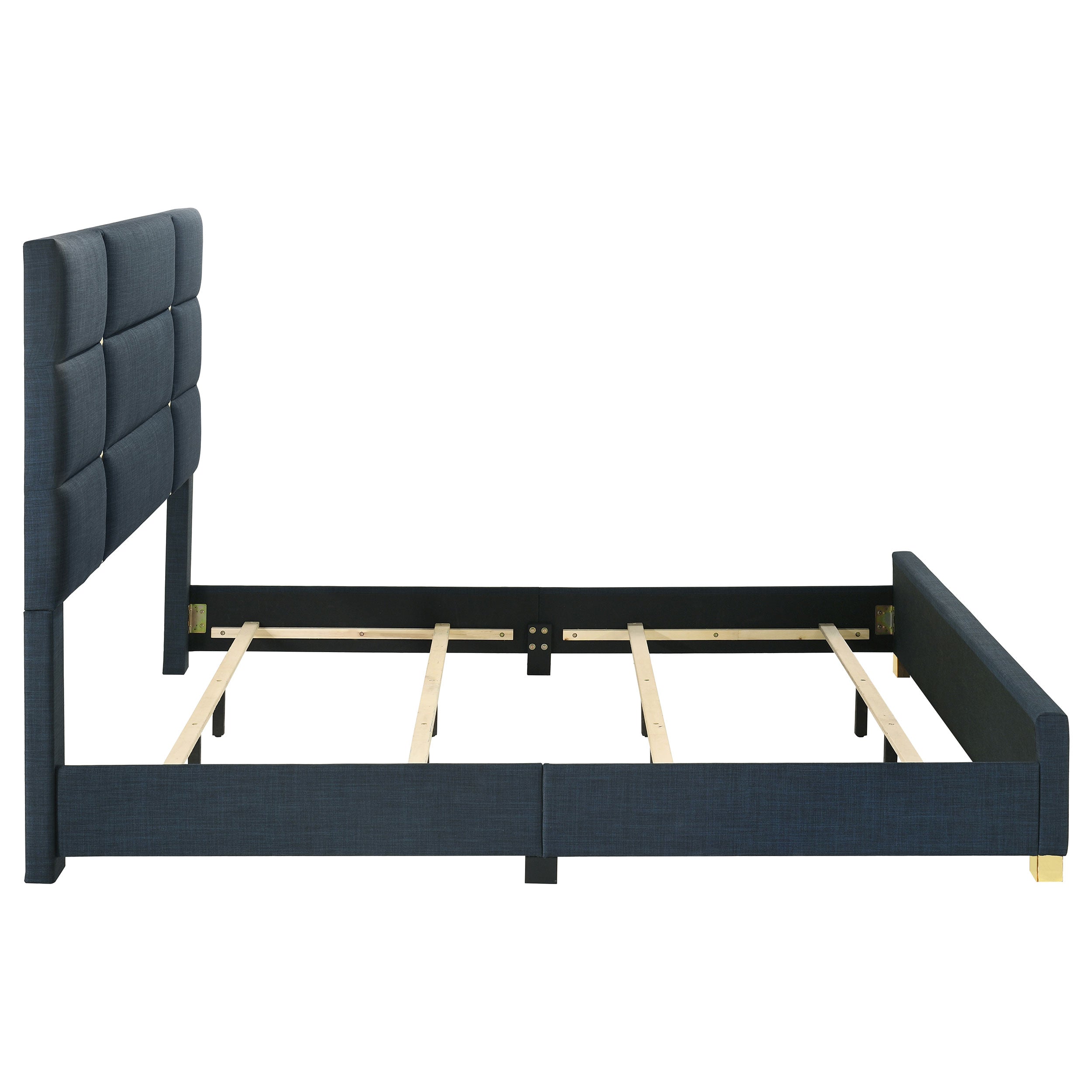 Ines 56-inch Fabric Upholstered Eastern King Panel Bed Navy — view 6