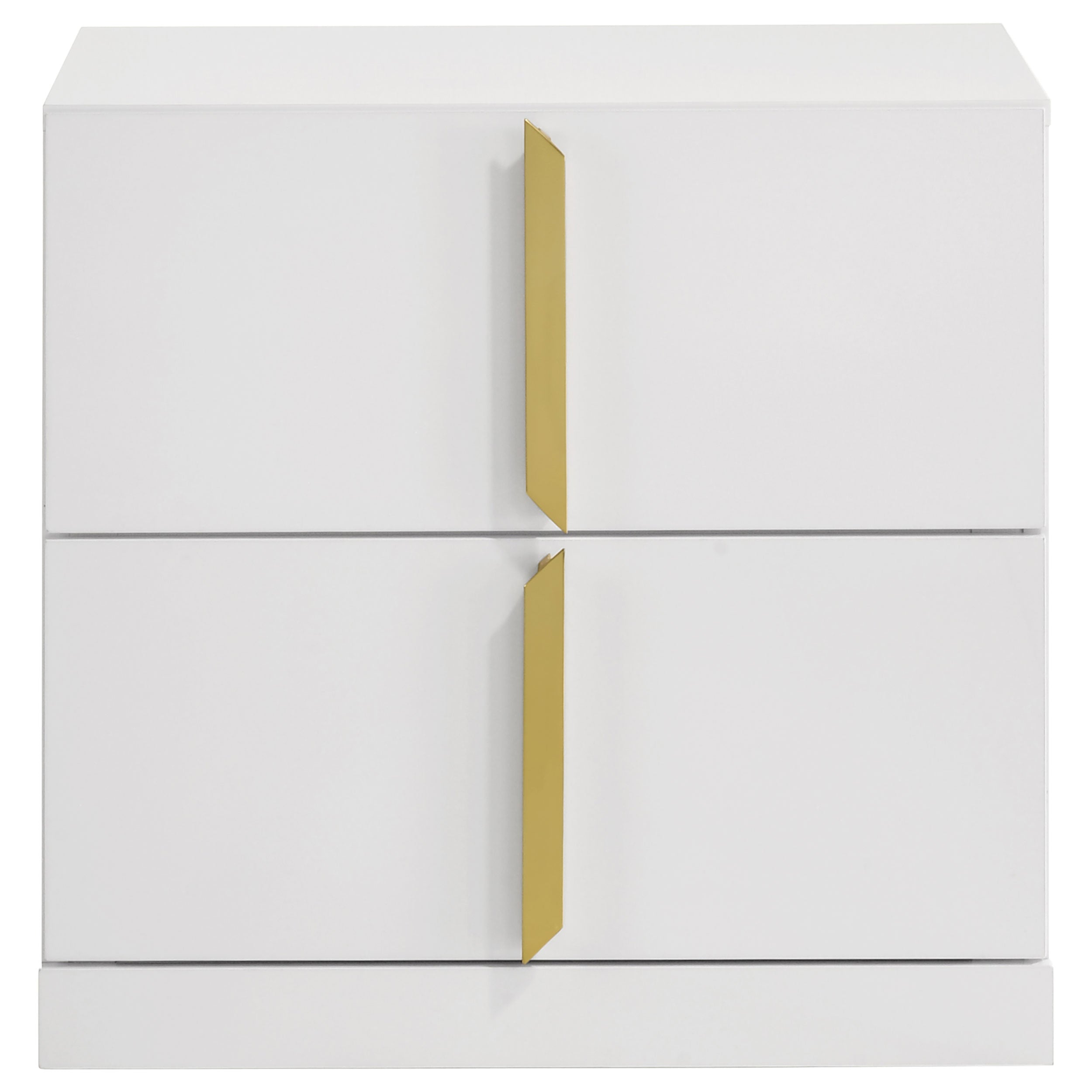 Ines 2-drawer Nightstand Bedside Table White High Gloss — view 3