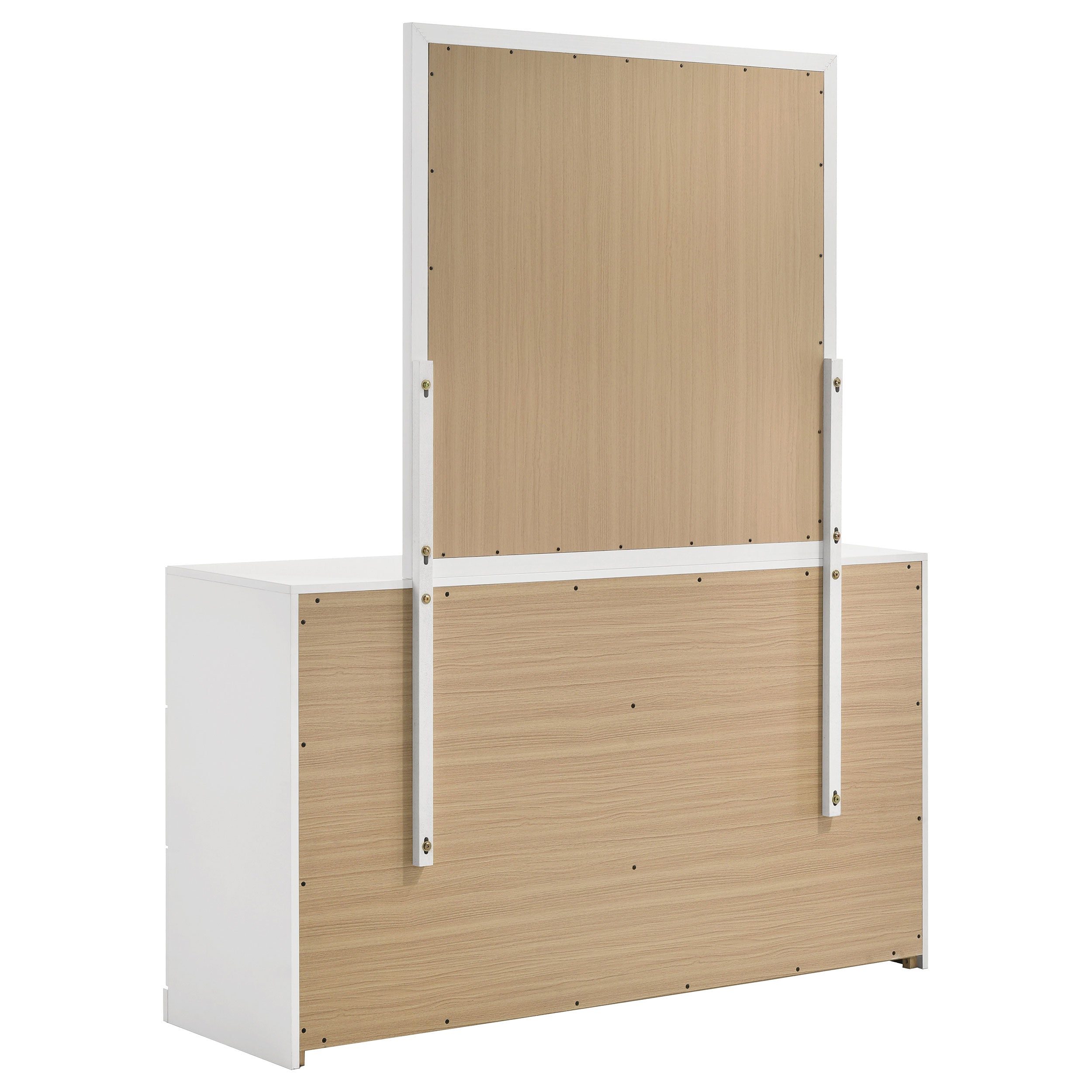 Ines 6-drawer Bedroom Dresser with Mirror White High Gloss — view 4