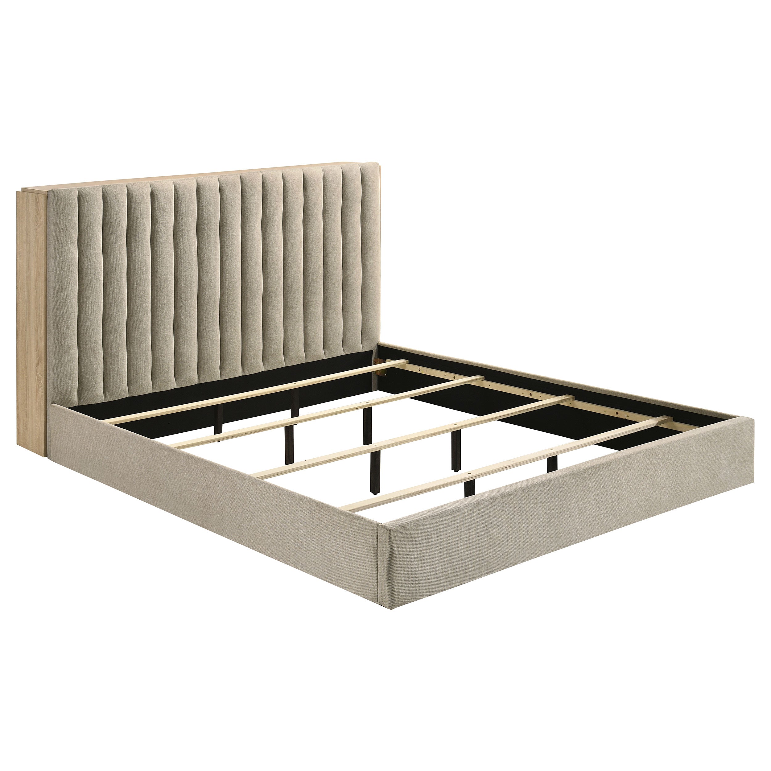 Arielle Eastern King Bookcase Panel Storage Bed Light Oak — view 1